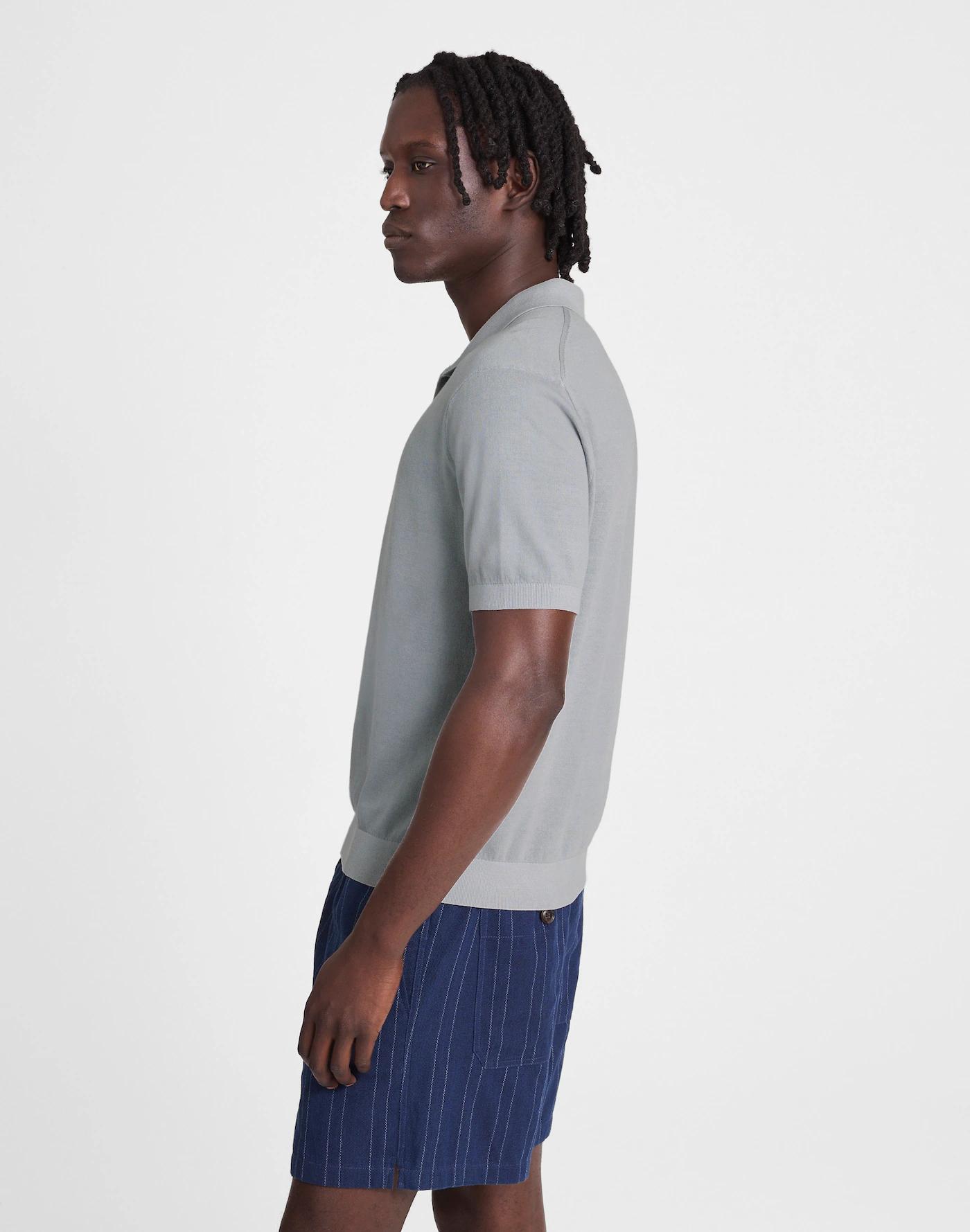 Three-Button Sweater Polo Shirt Product Image