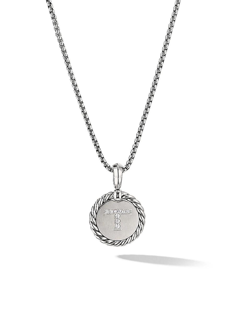 Womens Initial Charm Necklace in Sterling Silver Product Image