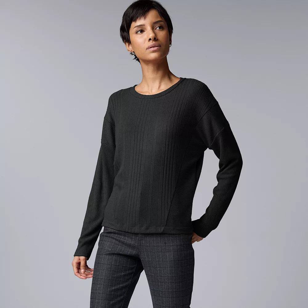 Women's Simply Vera Vera Wang Dolman Rib Knit Top, Size: XS, Black Product Image