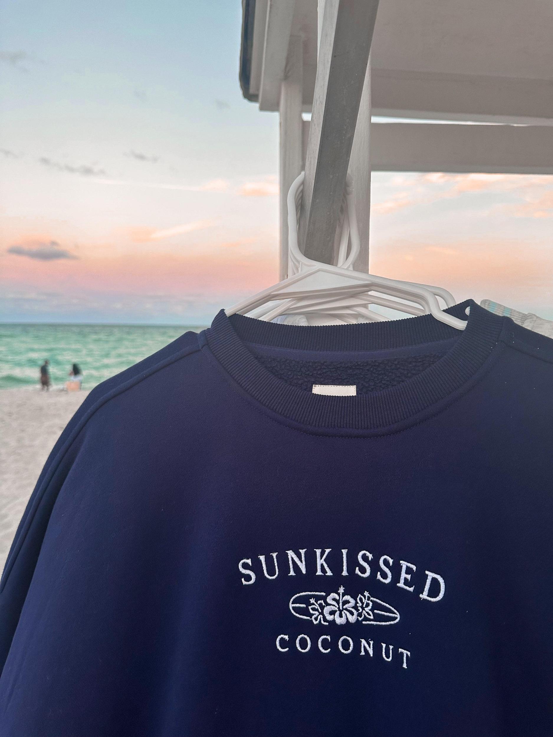 Navy Blue Sunkissedcoconut Embroider Sweatshirt Product Image