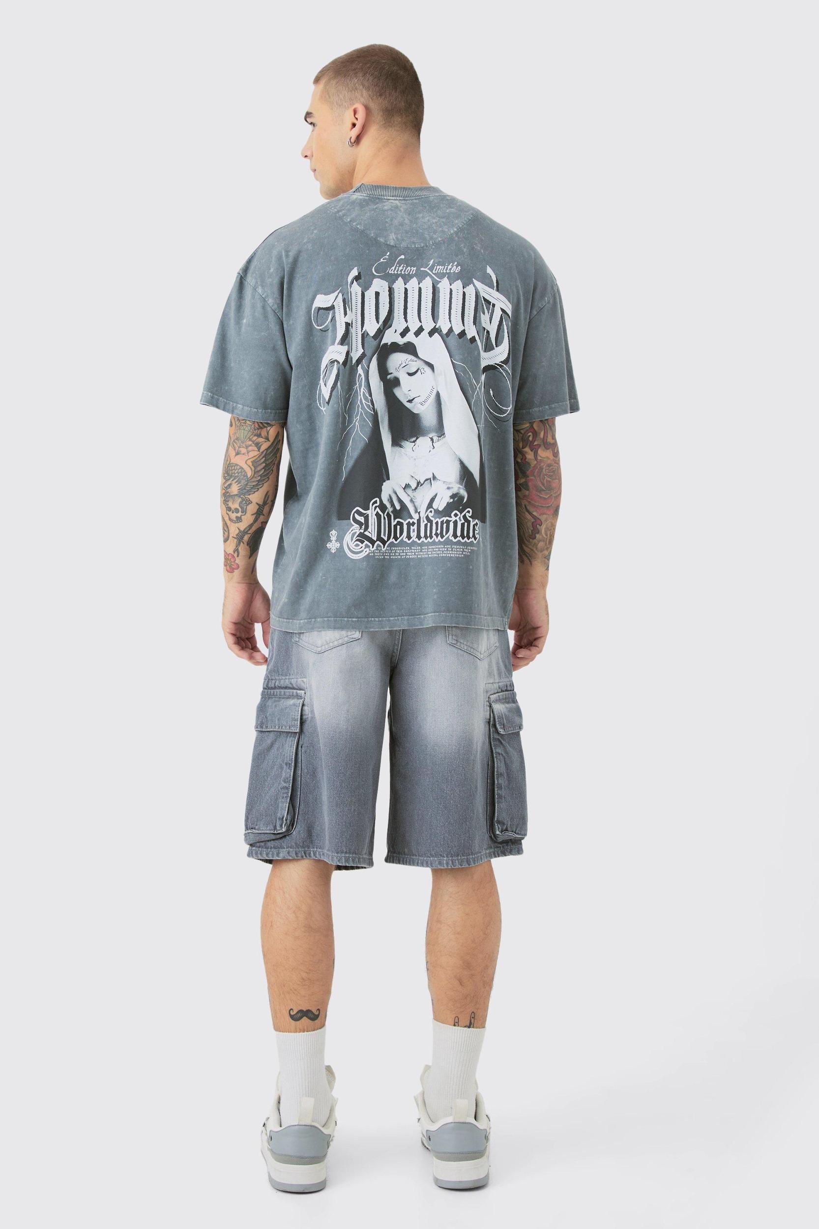 Regular Cargo Denim Jorts | boohooMAN USA Product Image