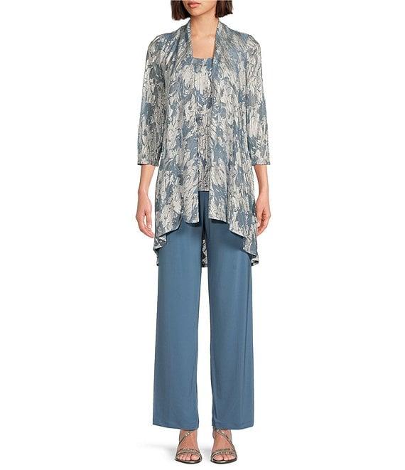 R & M Richards 3/4 Sleeve Scoop Neck 3-Piece Pant Set Product Image