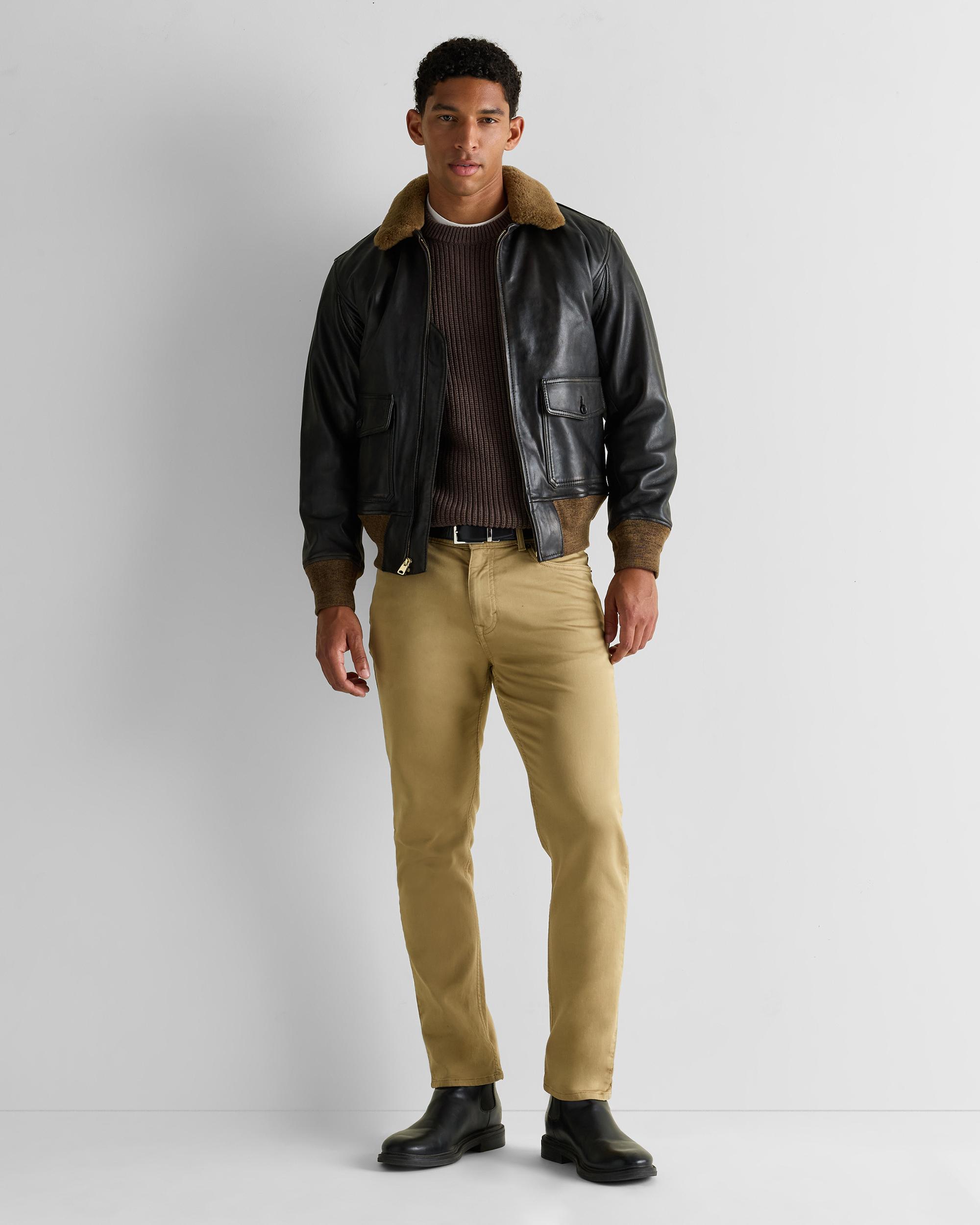 Quince | Men's Shearling Collar Leather Flight Jacket Product Image