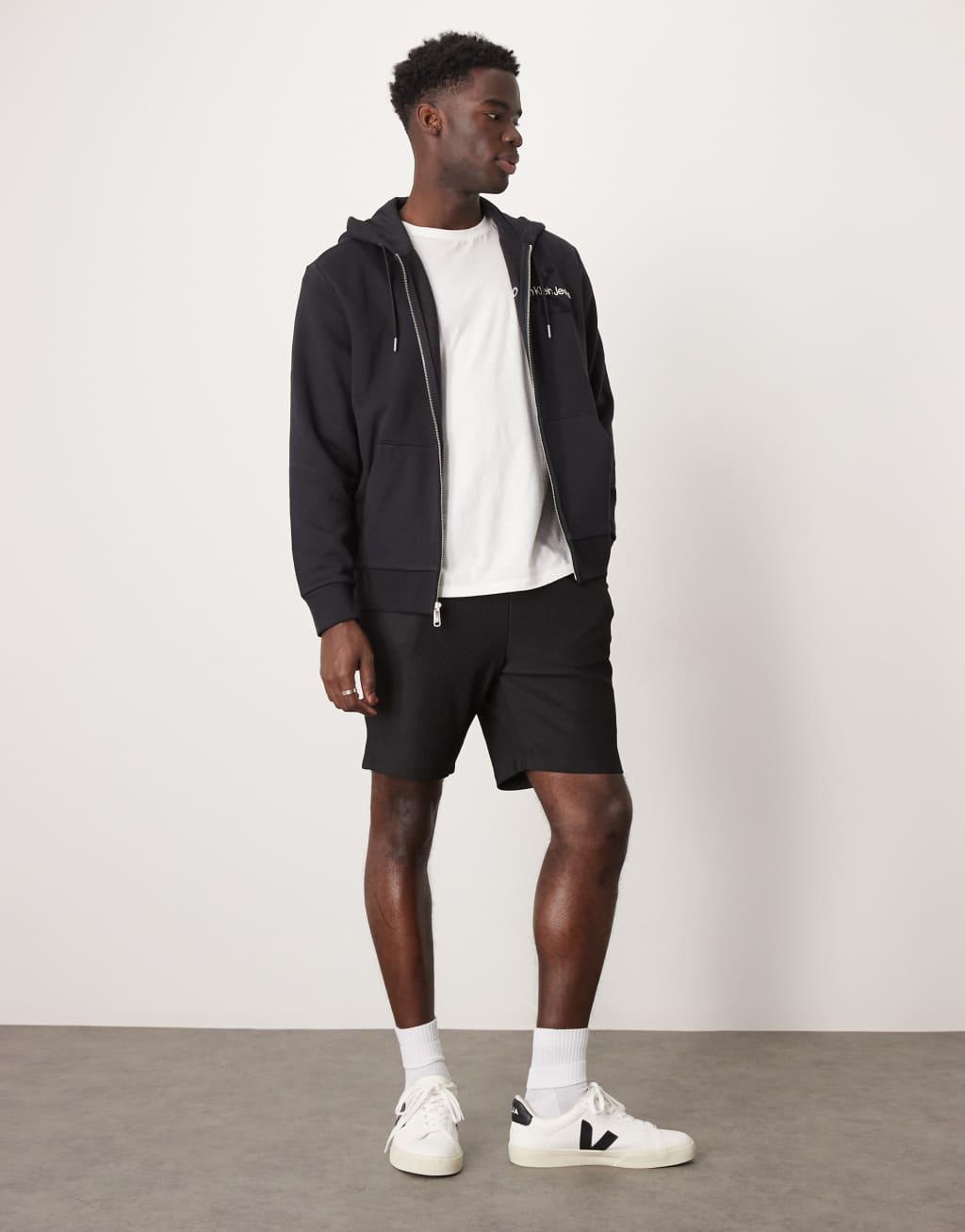 Calvin Klein Jeans monologo archive zip thru in black Product Image