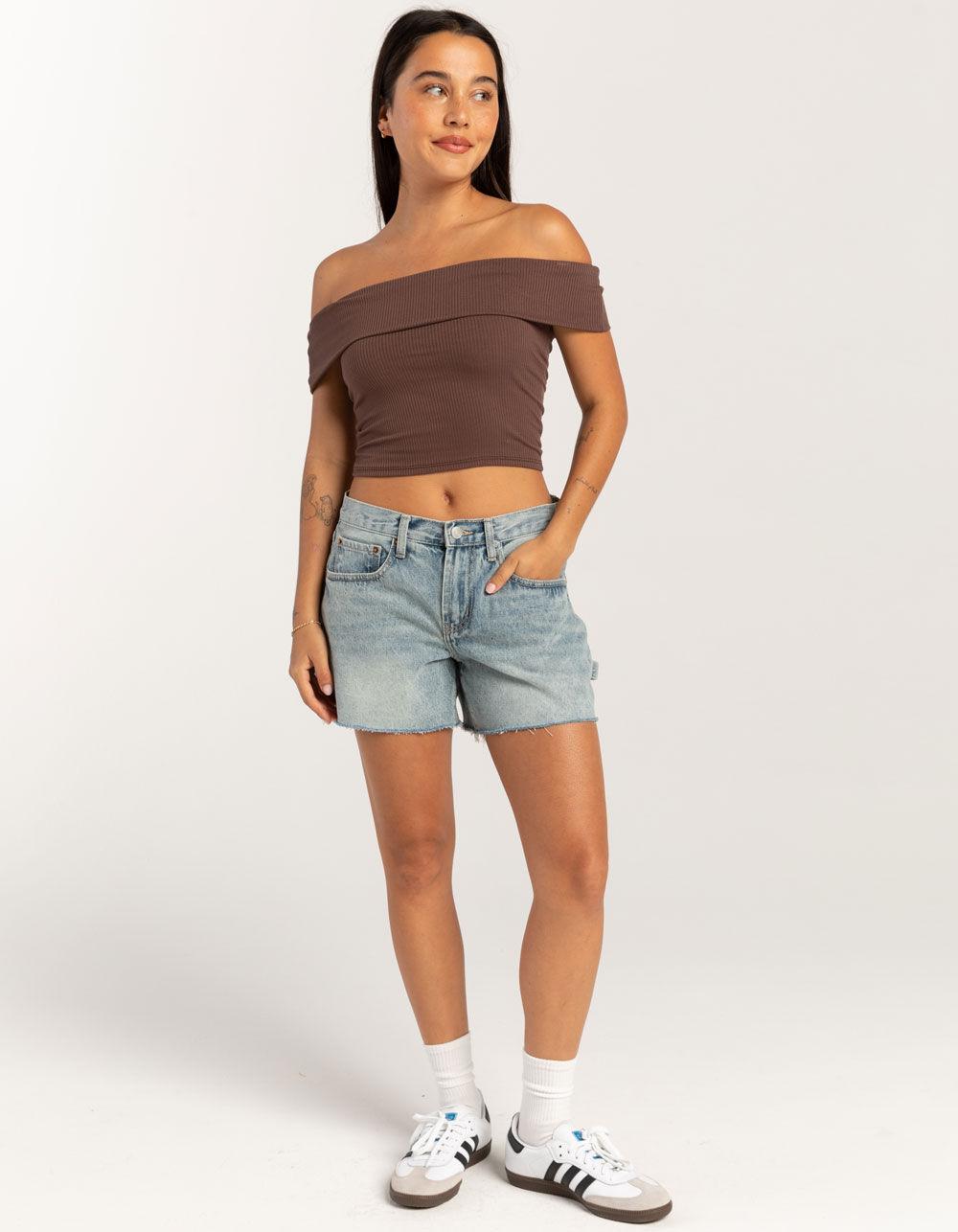 RSQ Womens Off The Shoulder Top - BROWN Product Image