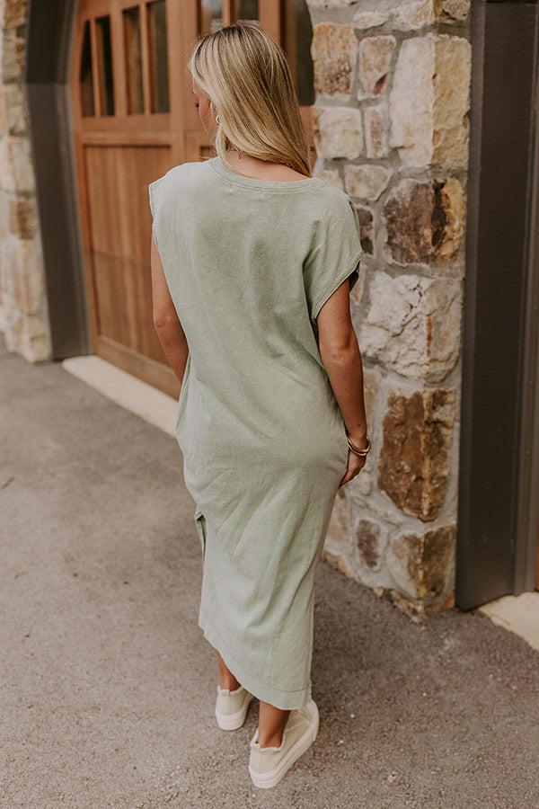 Beach Daydream Vintage Wash Midi Dress in Sage Product Image