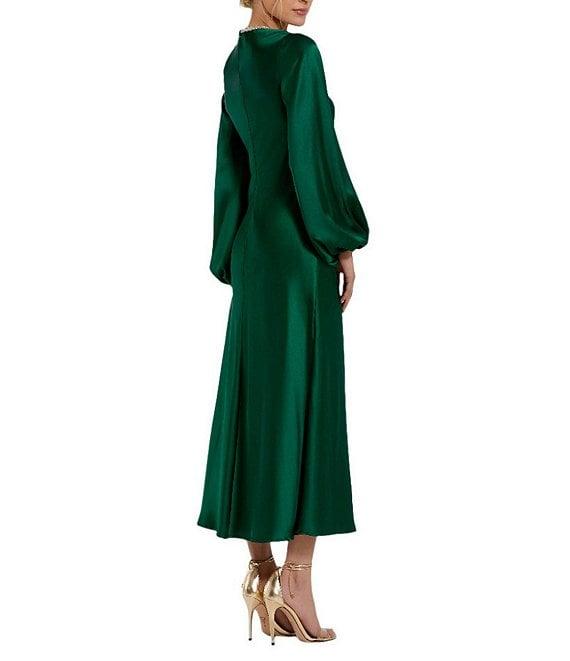 Mac Duggal Crew Neck Long Sleeve Crystal Detail Dress Product Image