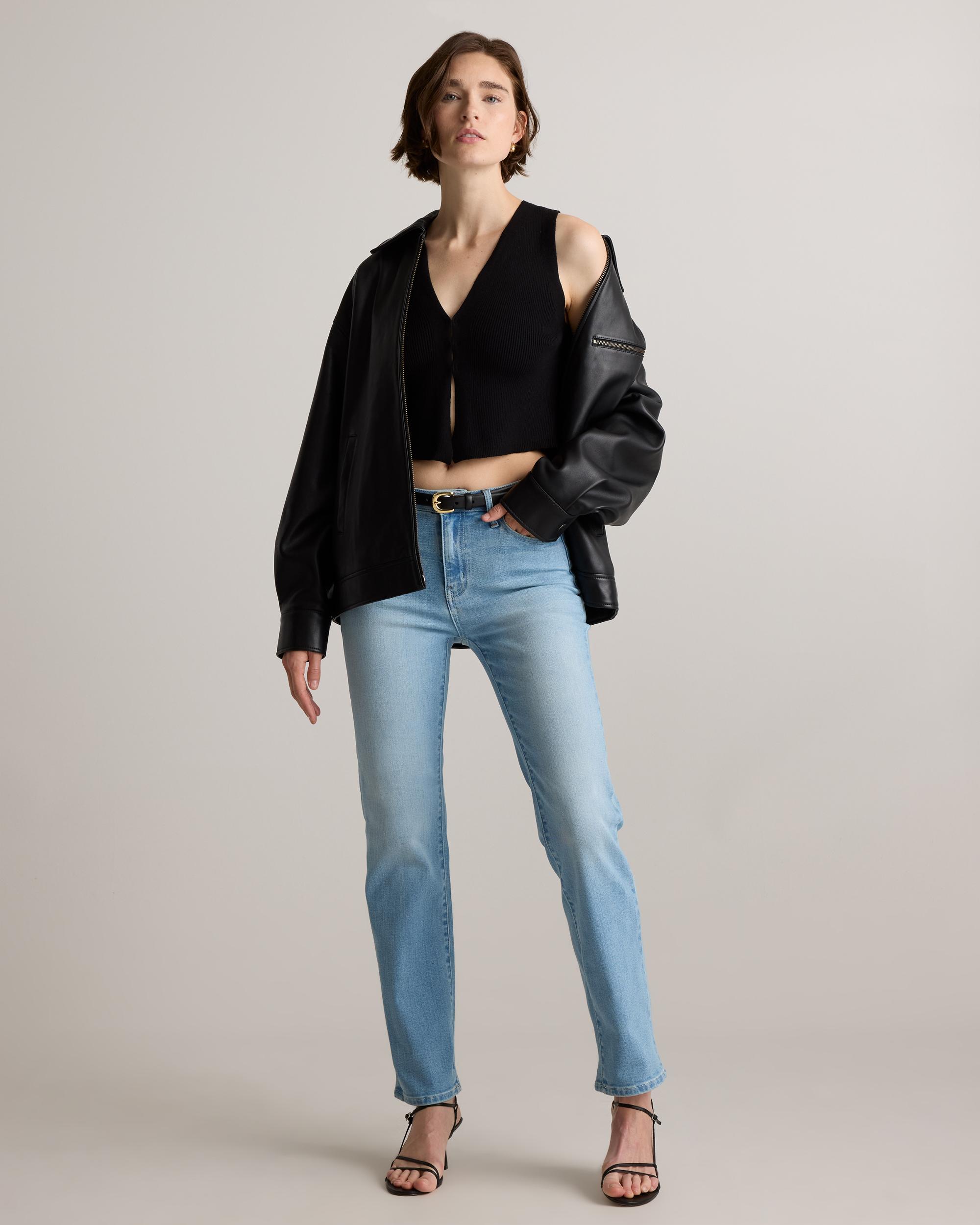 Quince | Women's OverSized Bomber Jacket Leather Product Image