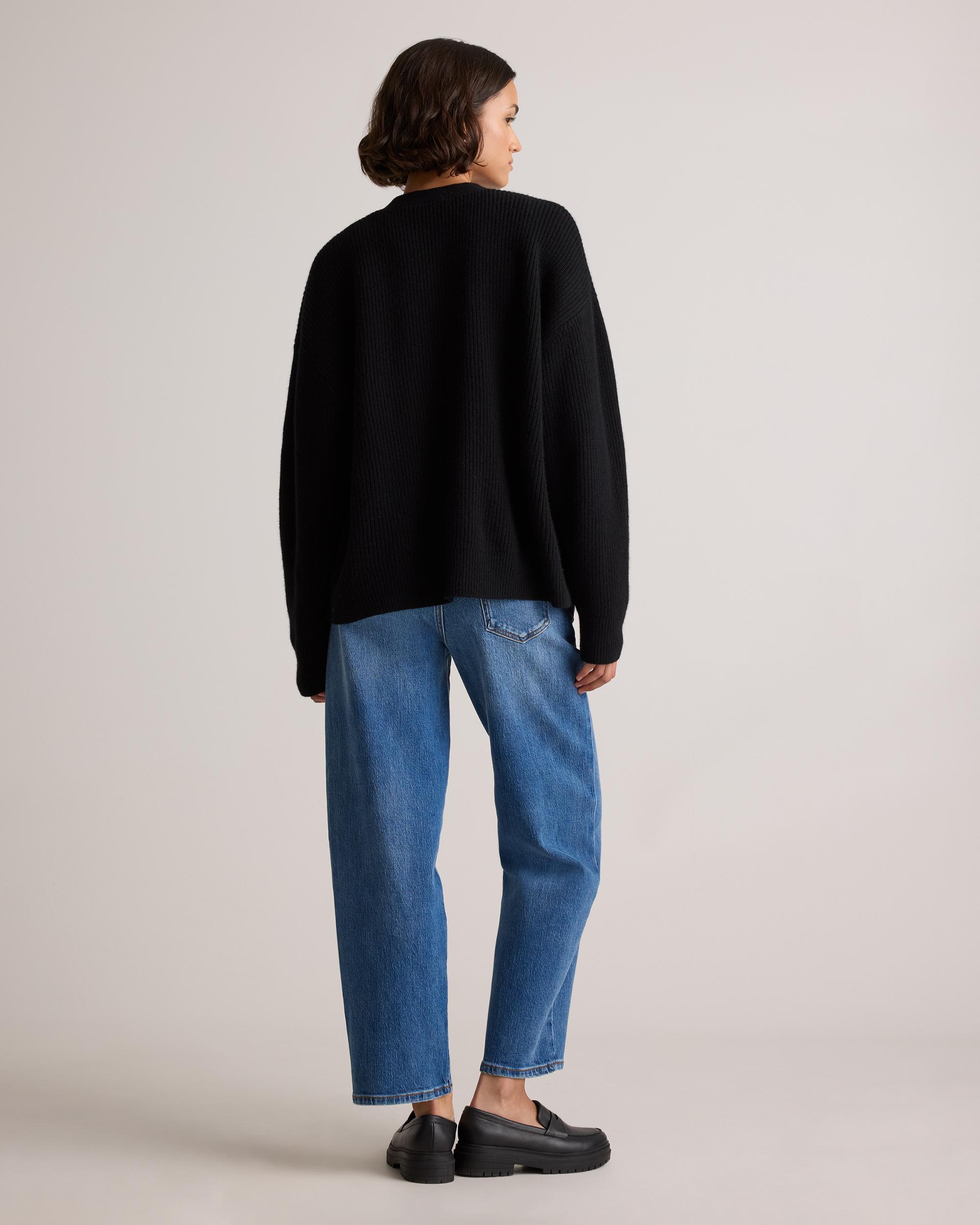 Quince | Women's Mongolian Cashmere Fisherman Boxy Cropped Cardigan Sweater Product Image