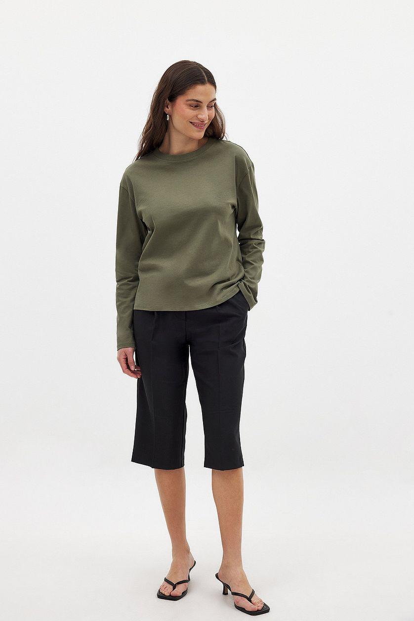 Oversized Long Sleeved Top Green Product Image