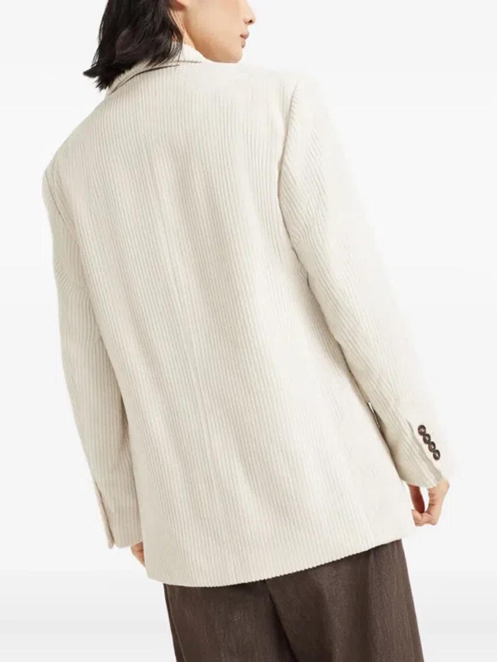 BRUNELLO CUCINELLI Single Breast Linen Jacket In Light Beige Product Image