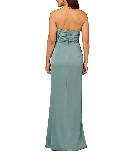Aidan Mattox Satin Strapless Wrap Gown Product Image