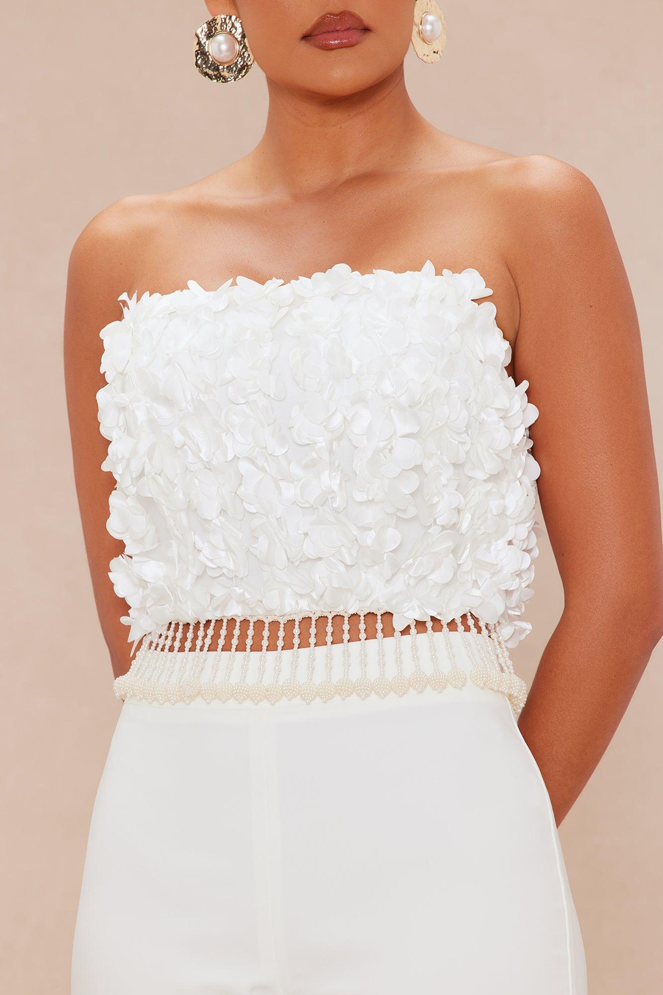 Emily Floral Flare Pant Set - Off White Product Image