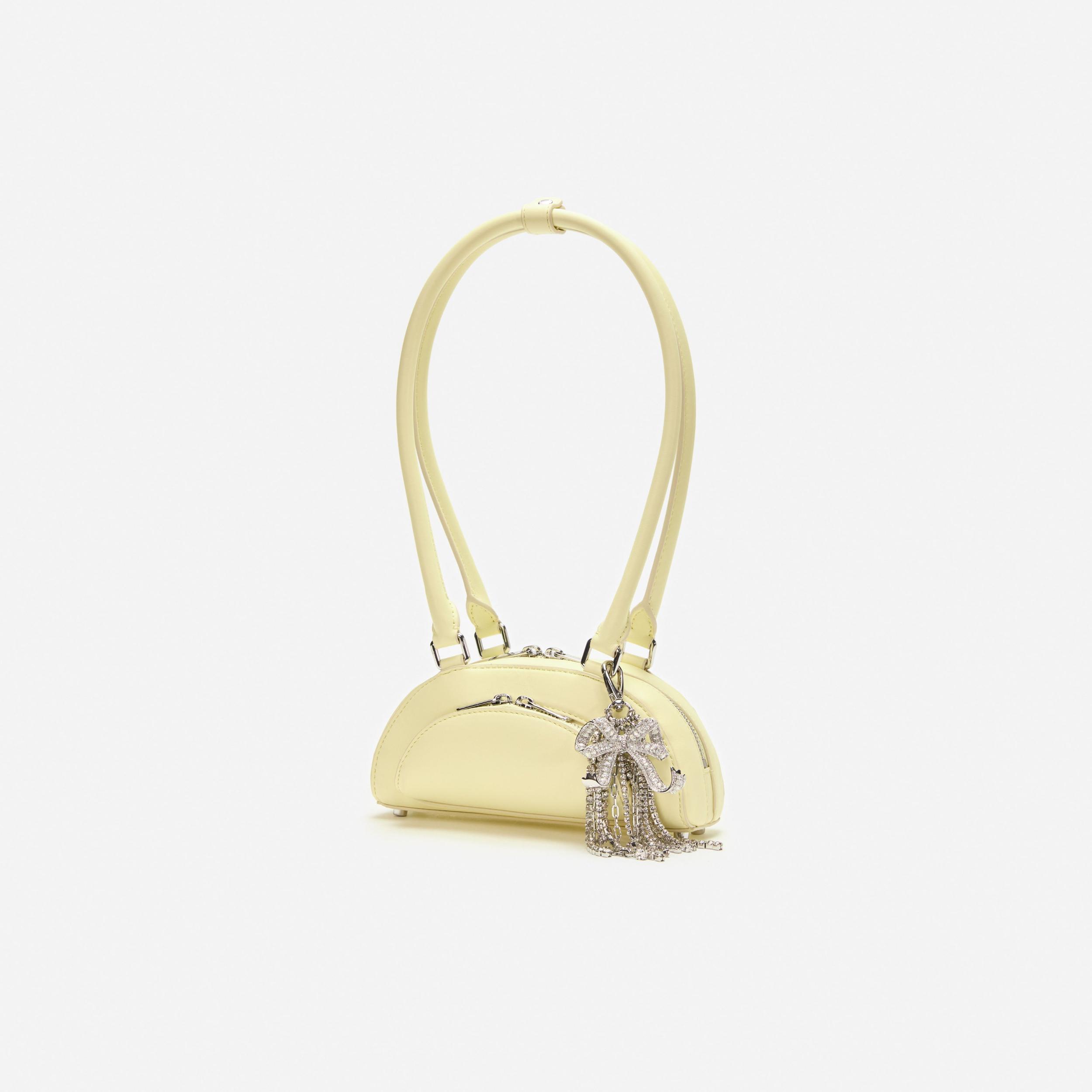 Yellow Leather Mini Shoulder Bag With Charm Product Image