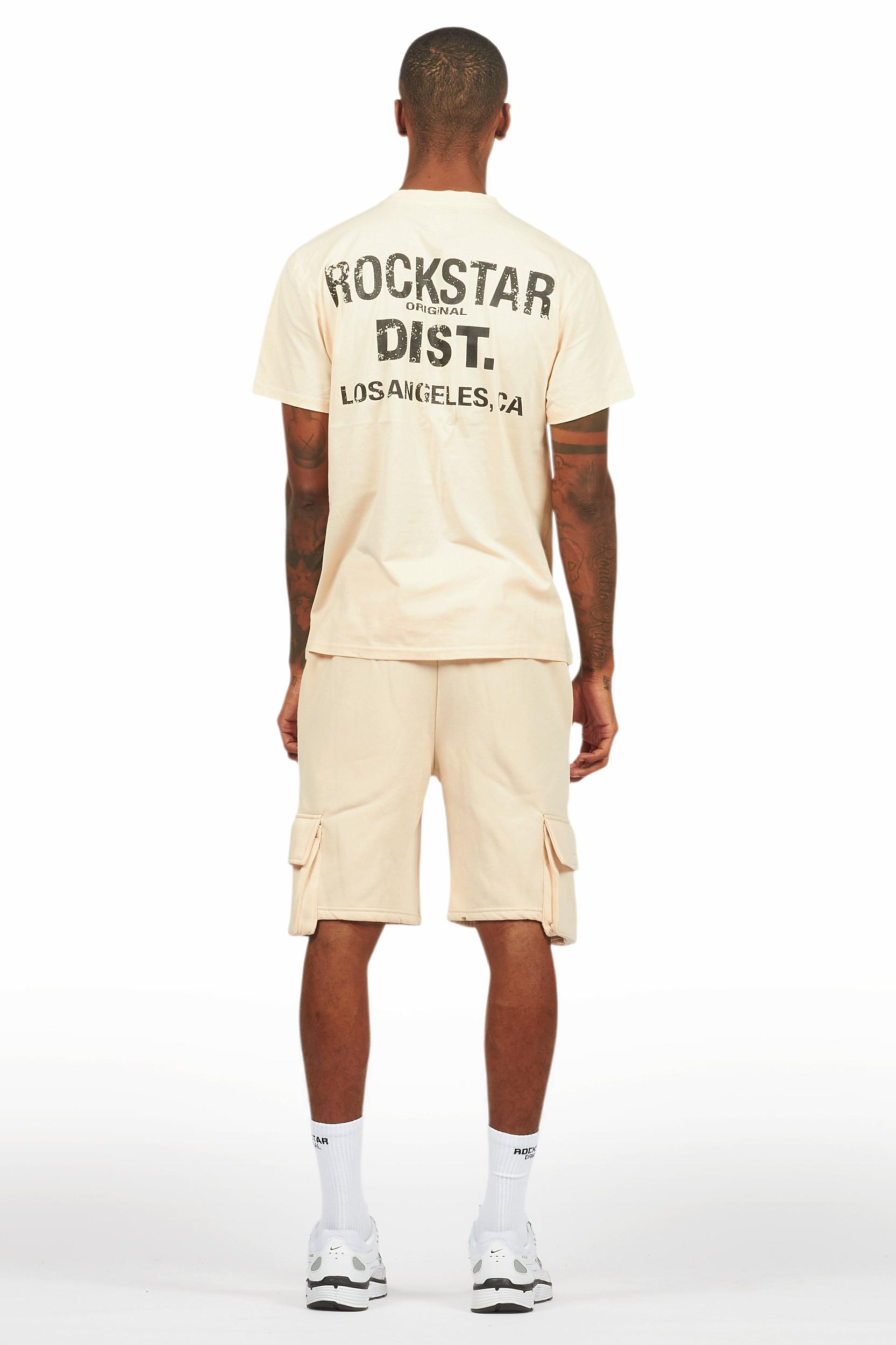 Raffer Beige/Black T-Shirt Cargo Shorts Set Male Product Image