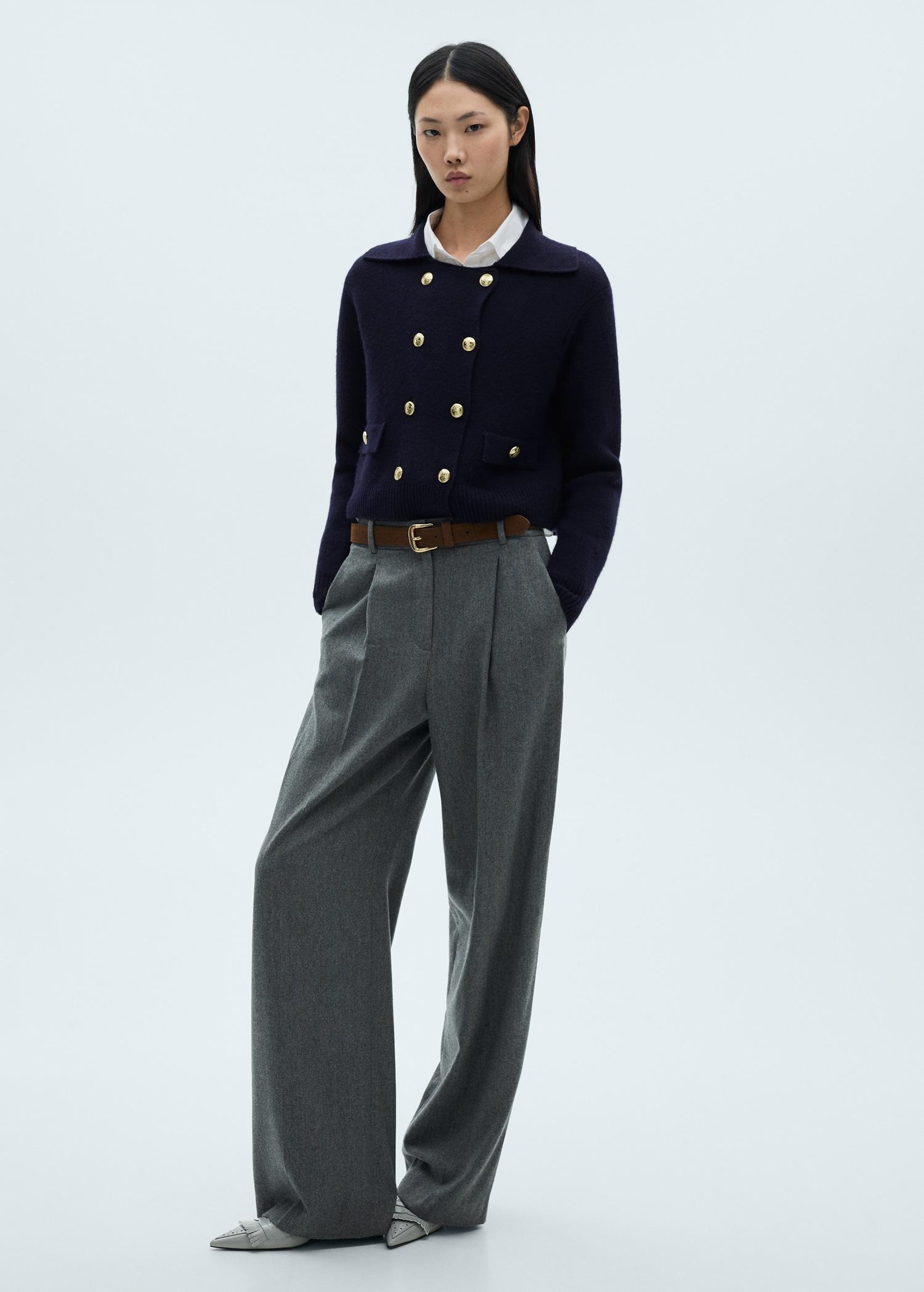 Double-breasted wool jacket - Women | MANGO USA Product Image