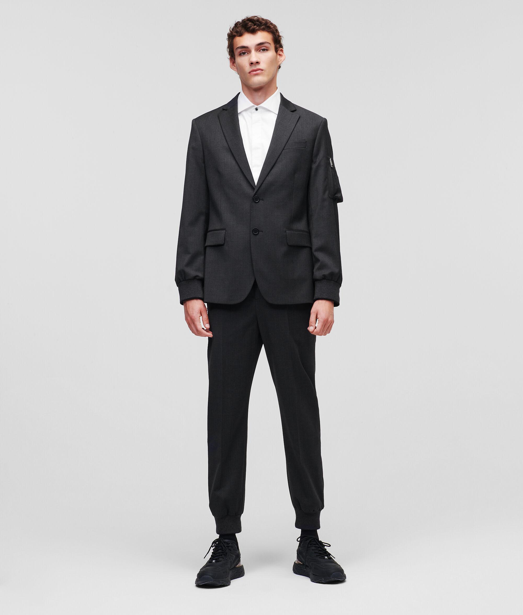 WOOL-BLEND RIBBED-CUFF BLAZER Product Image