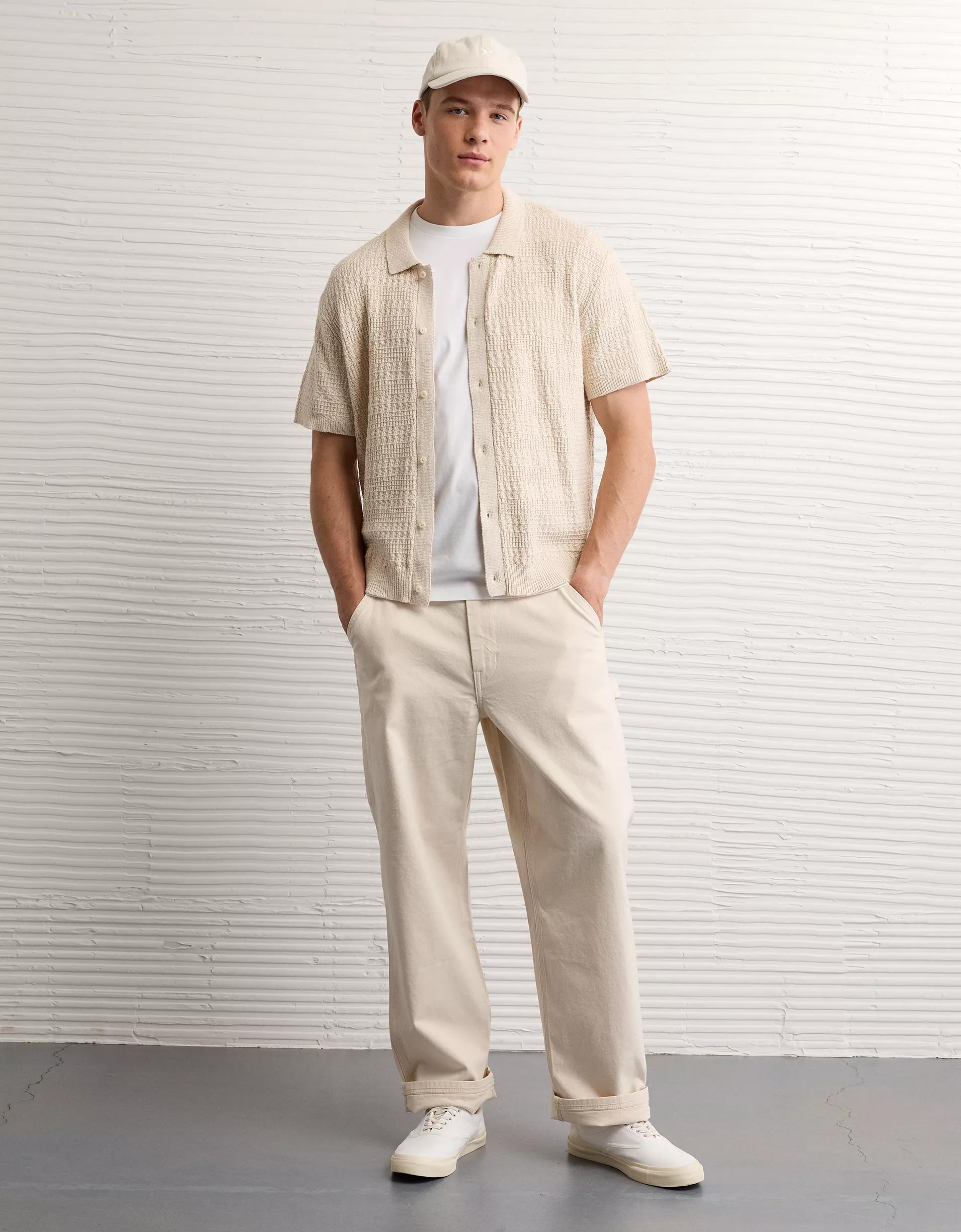 AE Weekend Button-Up Sweater Polo Shirt Product Image