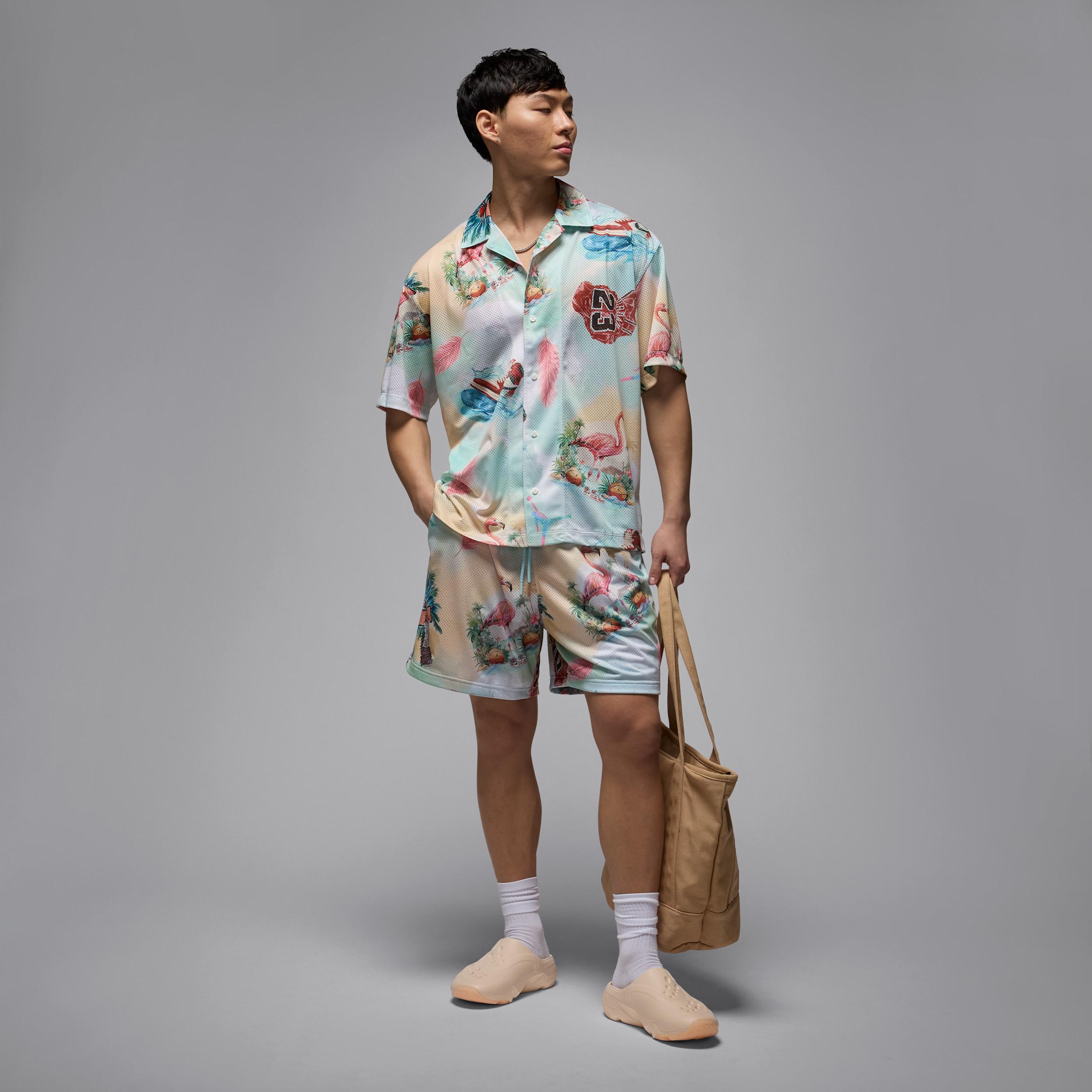 Jordan Mens Jordan Essential SMR PK Printed Camp Top - Mens Sail/Carolina Product Image