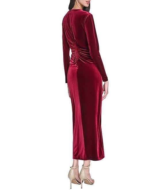Vince Camuto Velvet Round Neck Long Sleeve Midi Sheath Dress Product Image