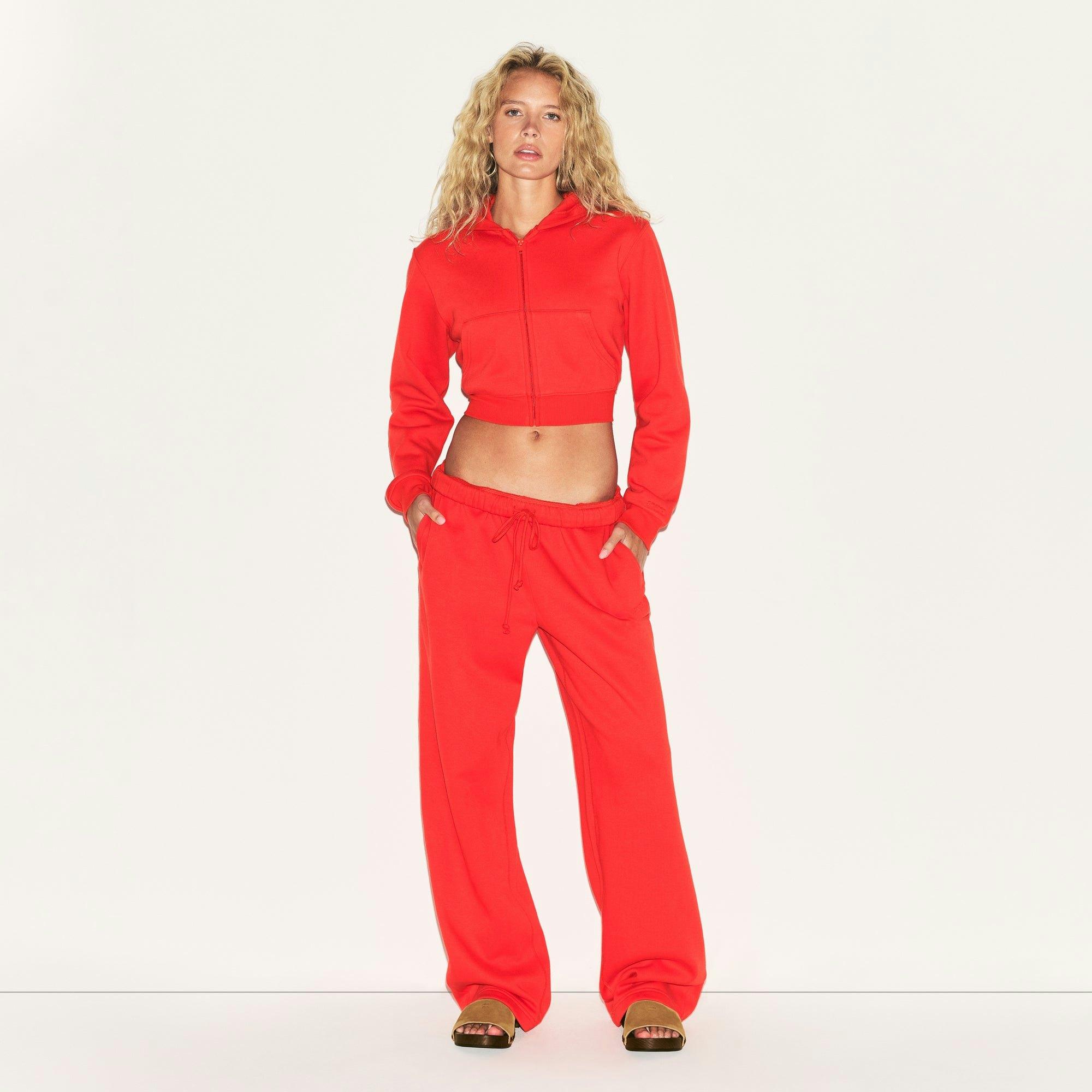 COTTON FLEECE CLASSIC STRAIGHT LEG PANT | RUBY Product Image