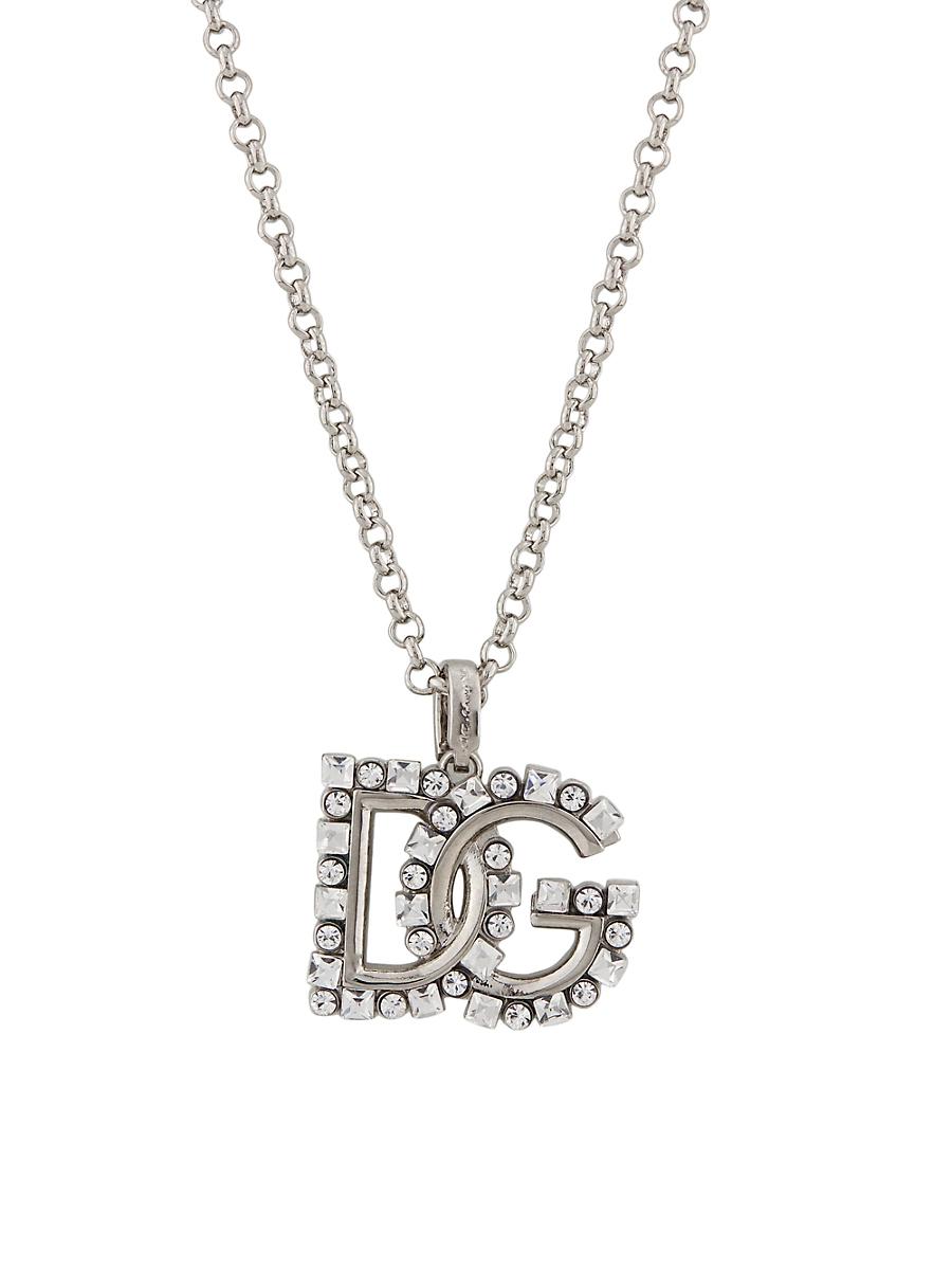 Womens Goldtone Or Silvertone & Glass Crystal Monogram Pendant Necklace Product Image