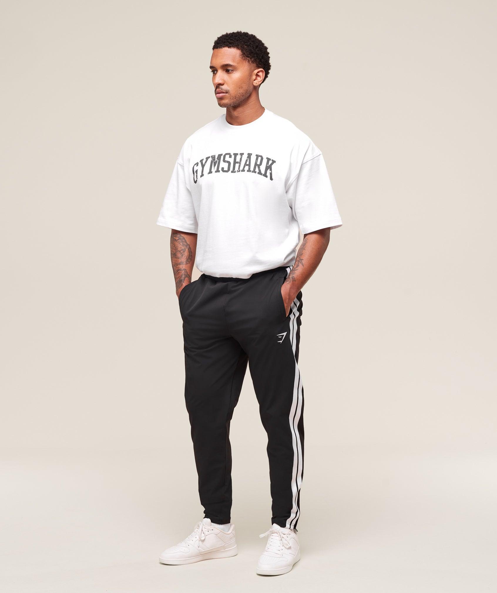 Gymshark Retro Side Stripe Joggers - Black Male Product Image