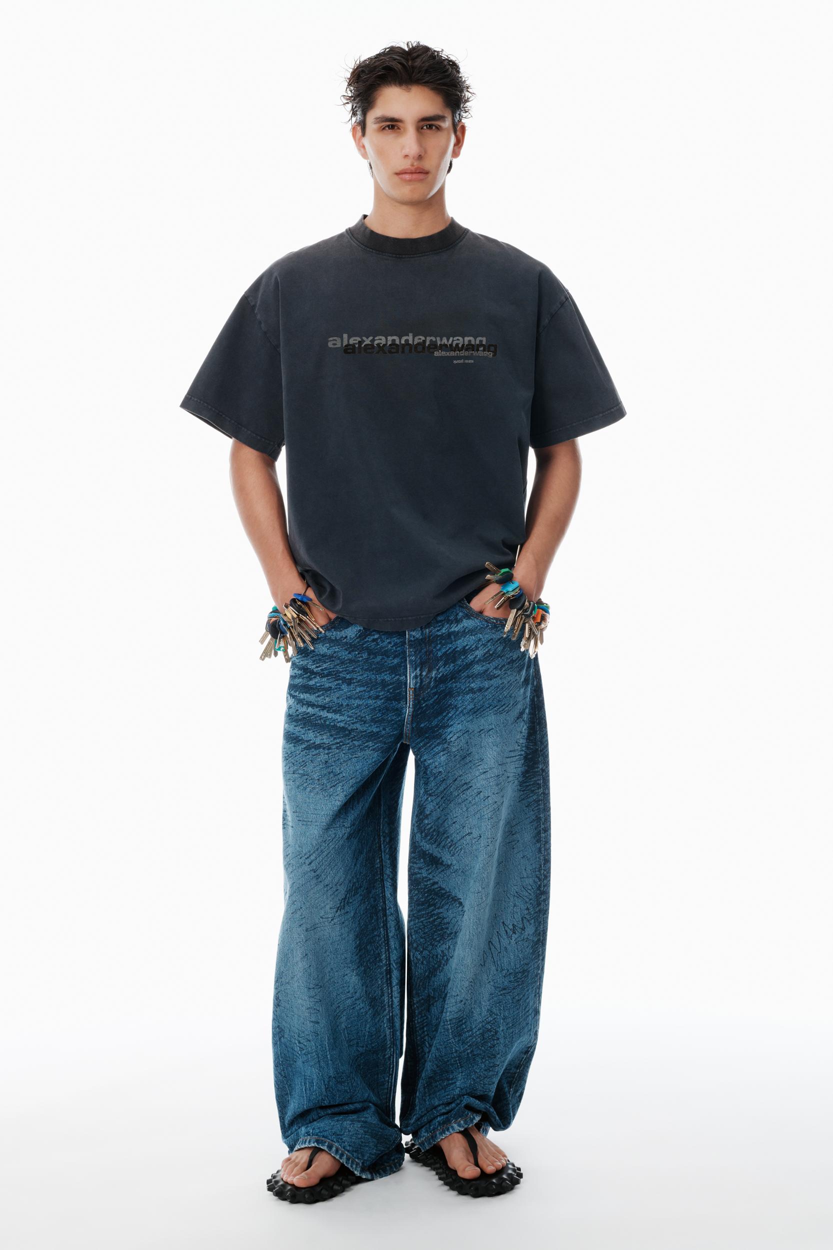 Black Cotton Oversized Logo Tee Product Image