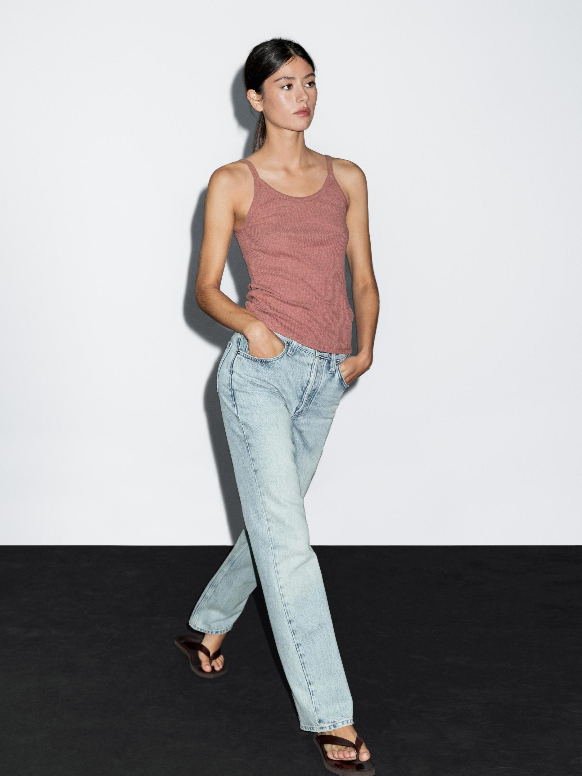 100% cotton marl strappy top Product Image