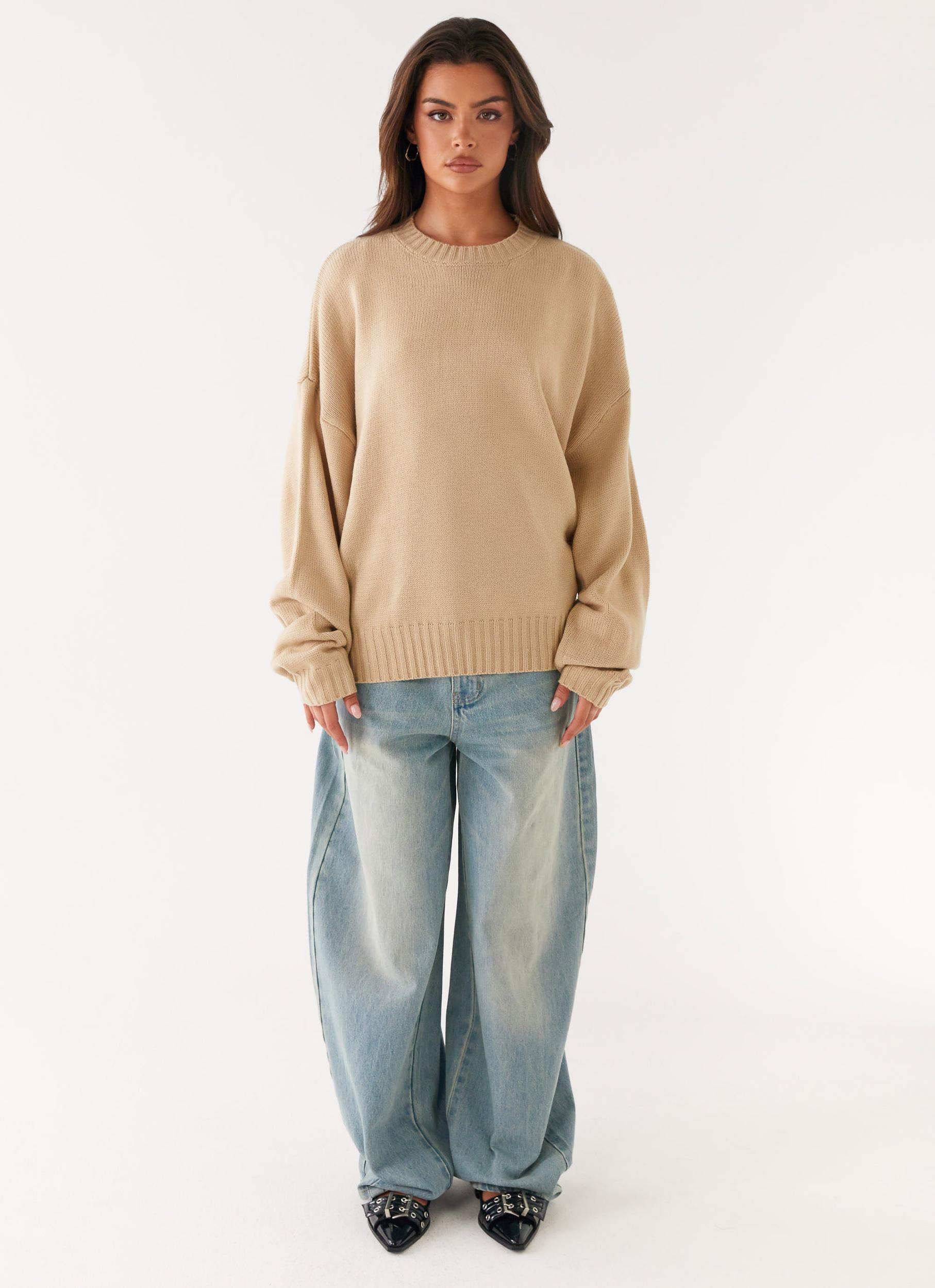 Emma Oversized Sweater - Beige Product Image