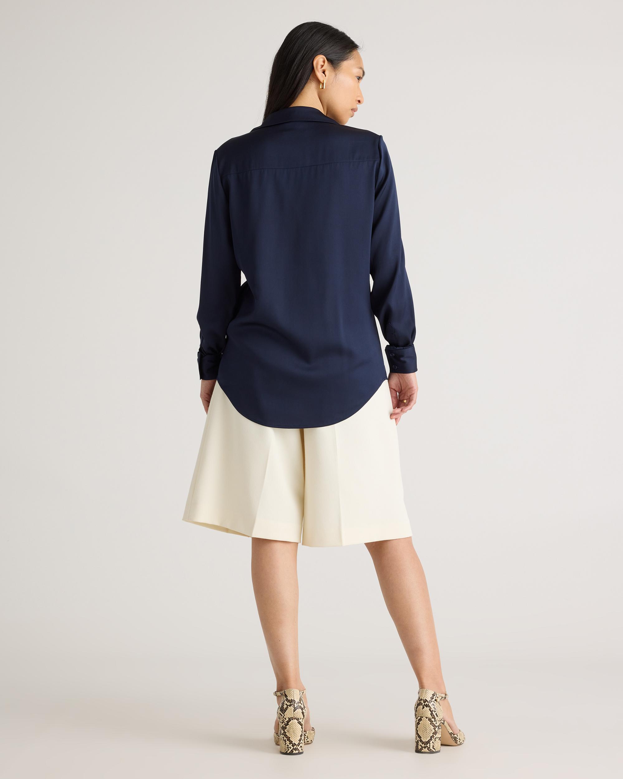 Quince | Women's 100% Washable Silk Stretch Notch Collar Blouse Product Image