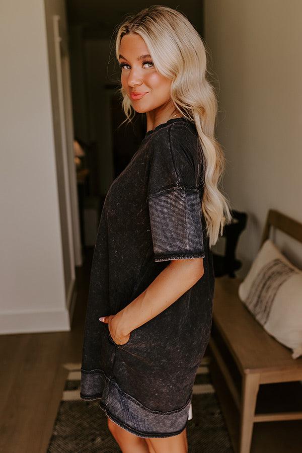 Block Party Ready Vintage Wash T-Shirt Mini Dress in Black Product Image