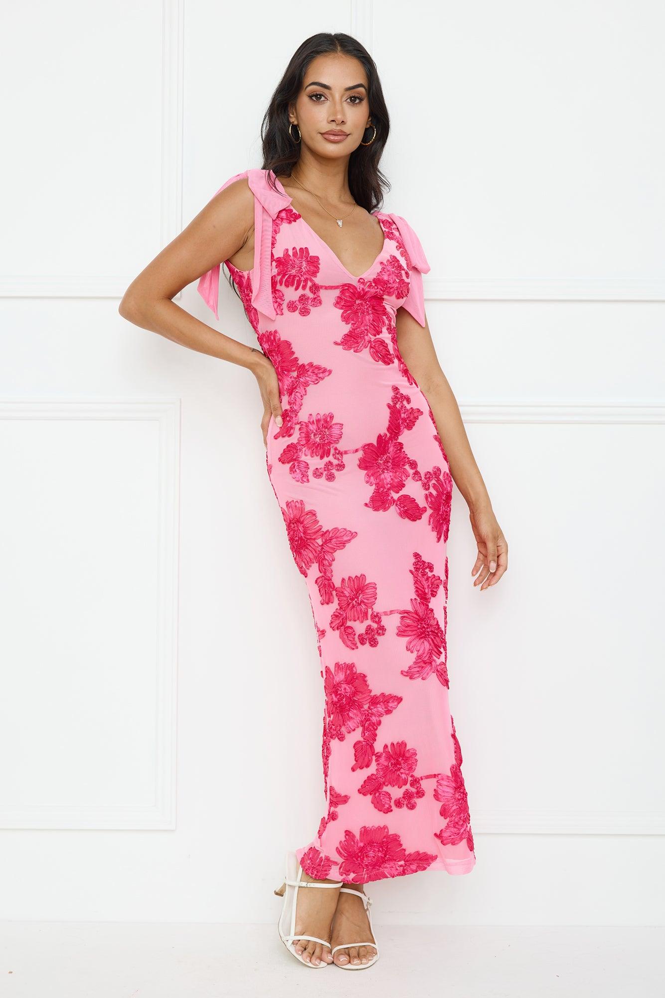 Ambrosia Mesh Maxi Dress Pink Product Image