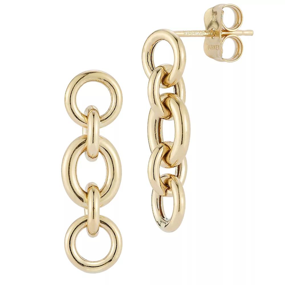 LUMINOR GOLD 14k Gold Rolo Link Drop Earrings, Women's Product Image