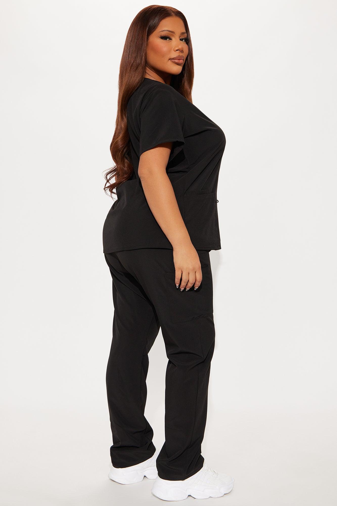 Always Ready 4 Way Stretch Scrub Uniform Pant Set - Black Female Product Image