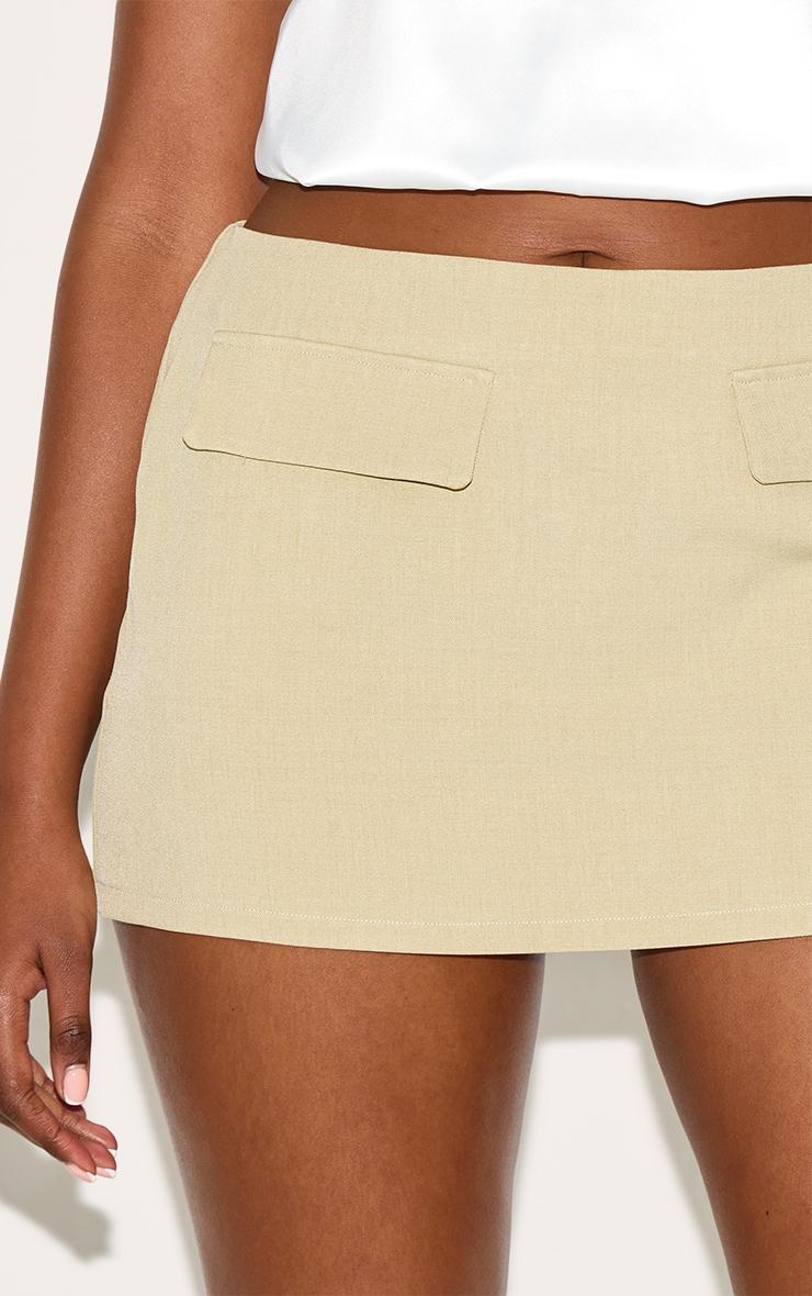 Sage Green Pocket Detail Structured Tailored Woven Mini Skirt Product Image