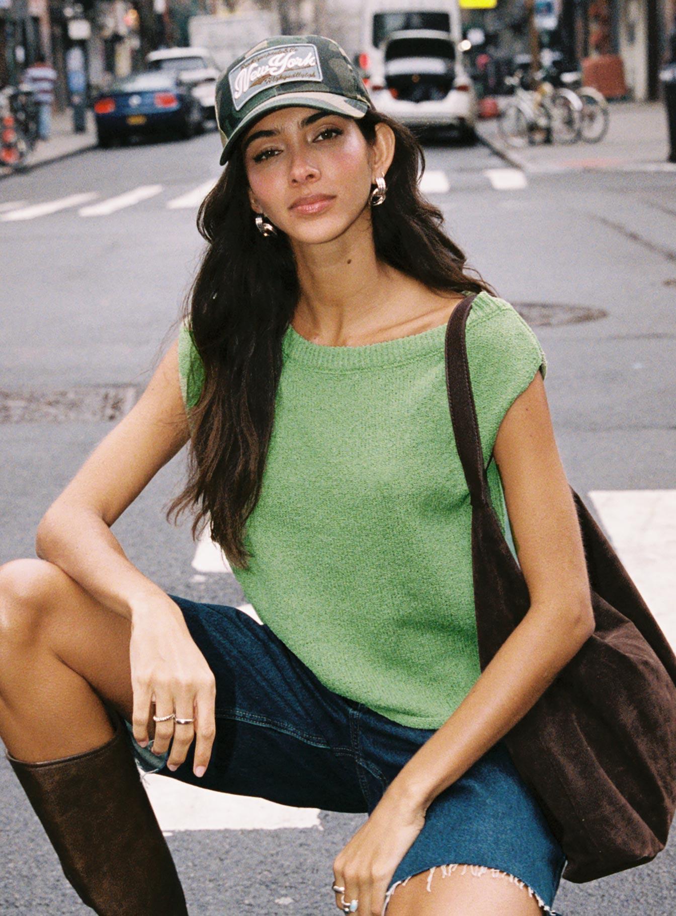 Ashfield Off Shoulder Top Green Product Image