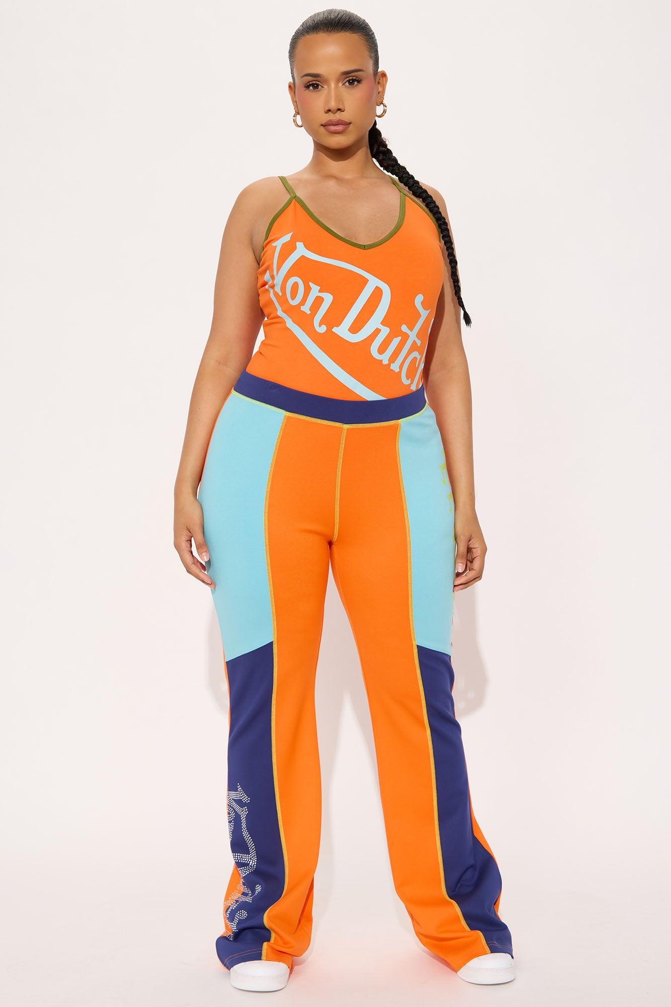 Von Dutch Multi Rhinestone Flared Pant - Orange/combo Female Product Image