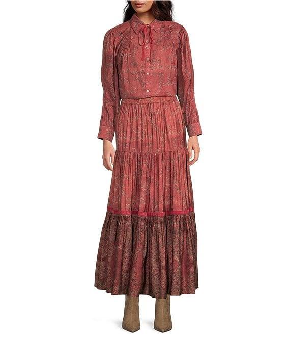 Ro's Garden Frilly Baltistan High Rise A-Line Flounce Maxi Skirt Product Image