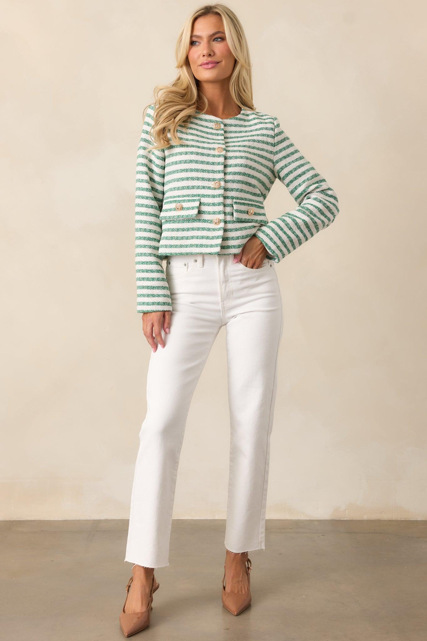 Gallery Opening Green Stripe Tweed Jacket Product Image