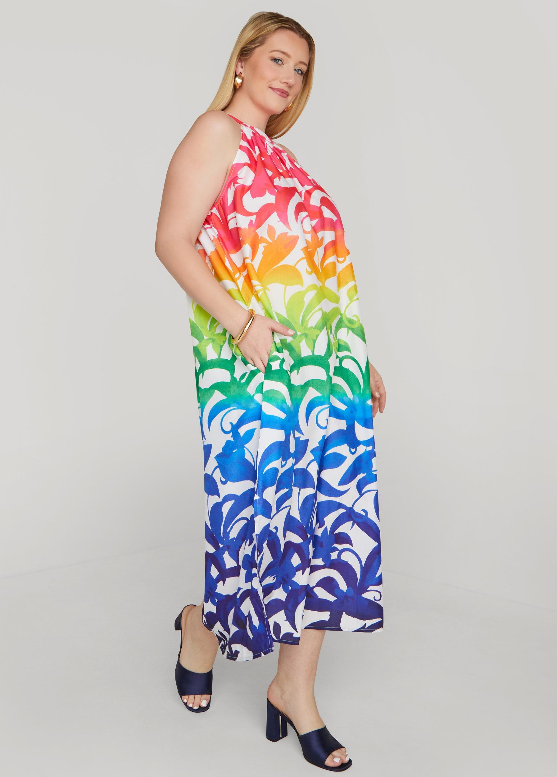 Plus Size Ombre Floral Print Maxi Dress Ashley Stewart Product Image