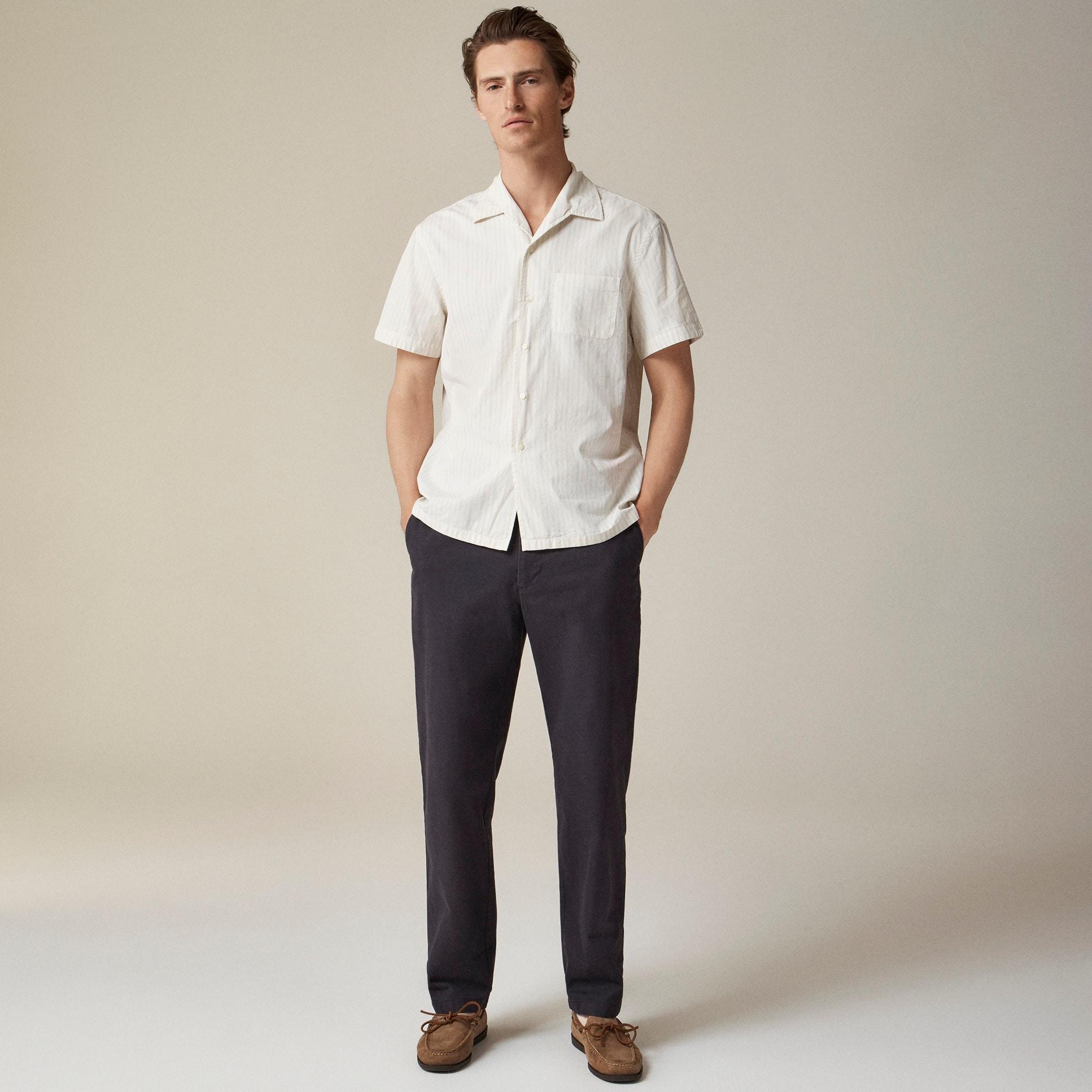 Short-sleeve Secret Wash cotton poplin camp-collar shirt Product Image