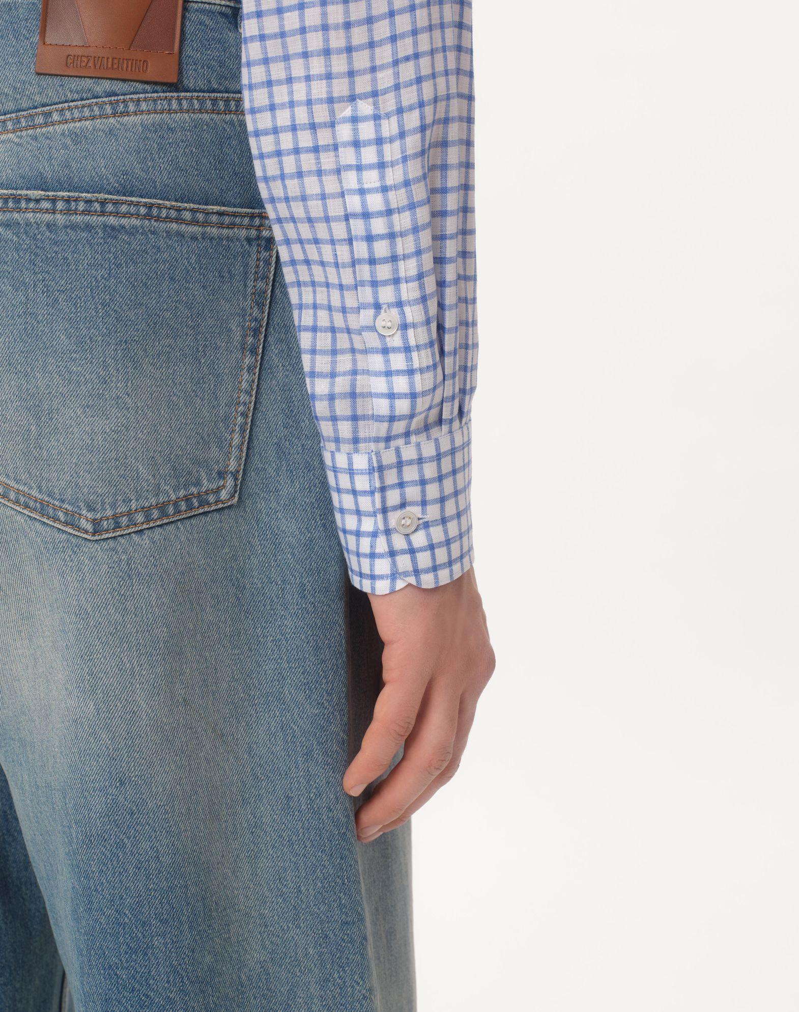 Linen Shirt With Vlogo Embroidery Product Image