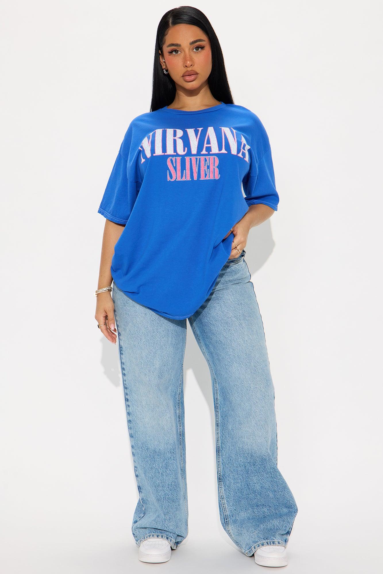 Nirvana Sliver Washed Oversized Tee - Royal Product Image