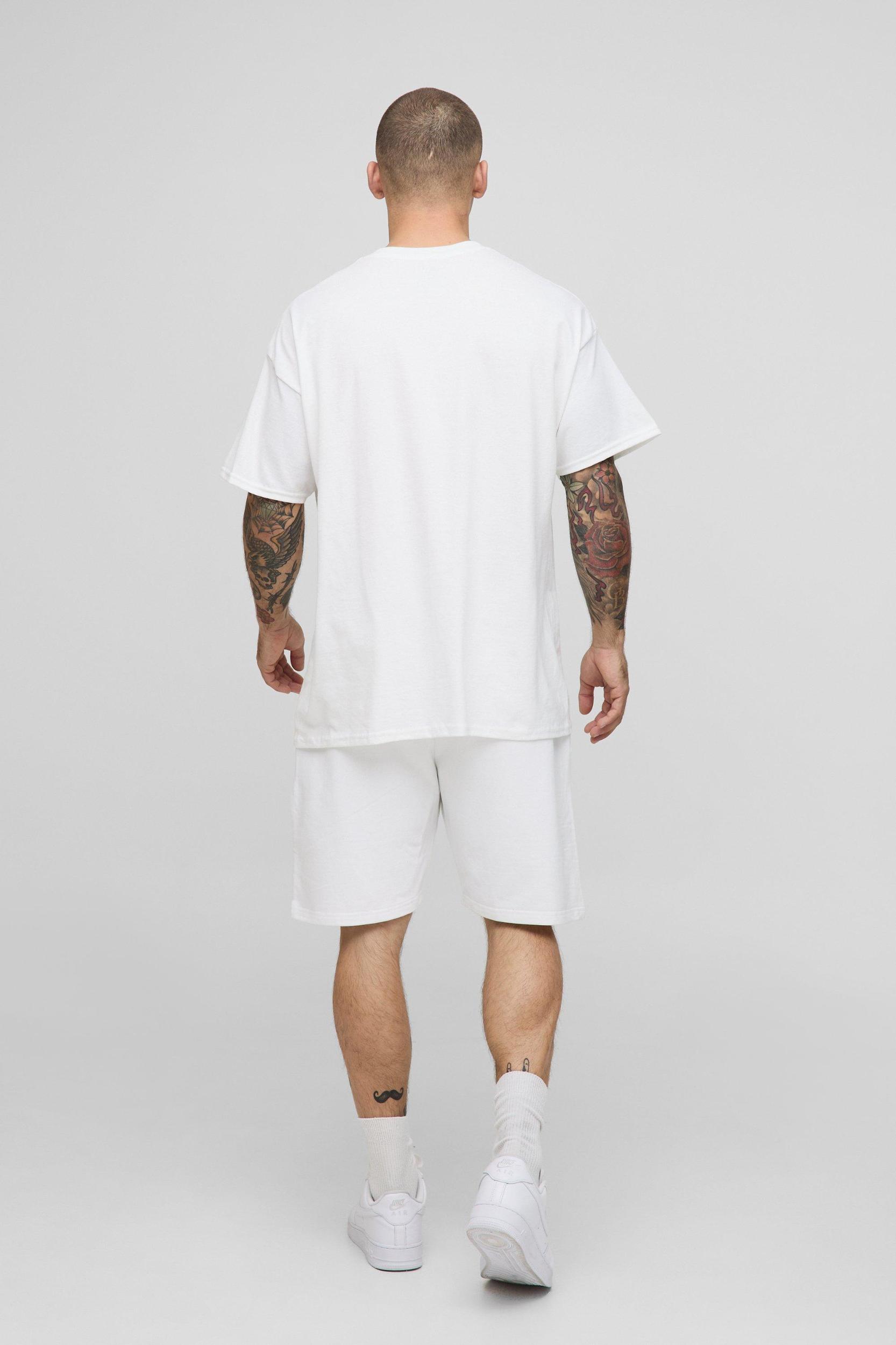 White Oversized Nirvana License T-Shirt & Short Set | boohooMAN USA Product Image