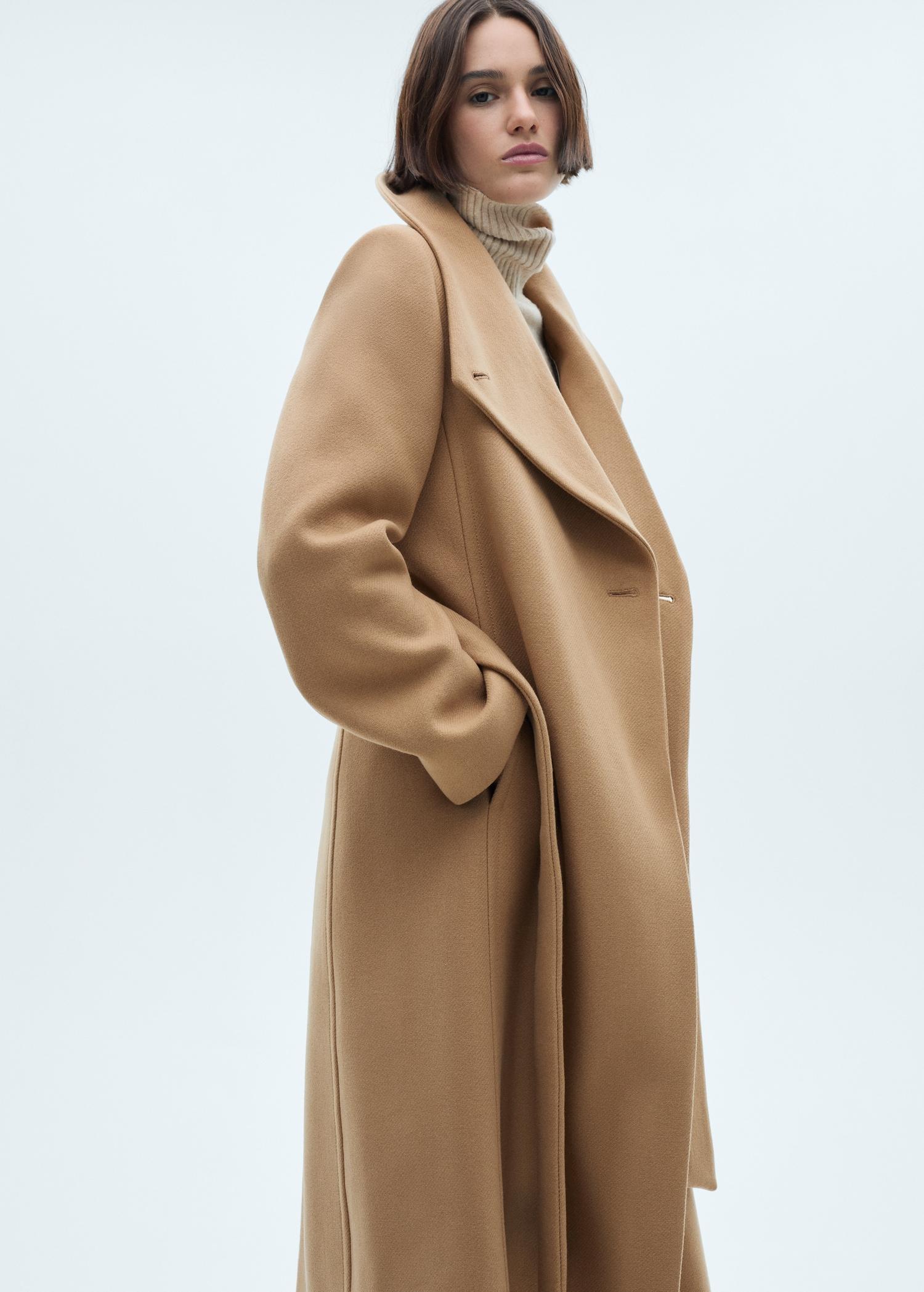 Manteco wool coat with belt - Women | MANGO USA Product Image