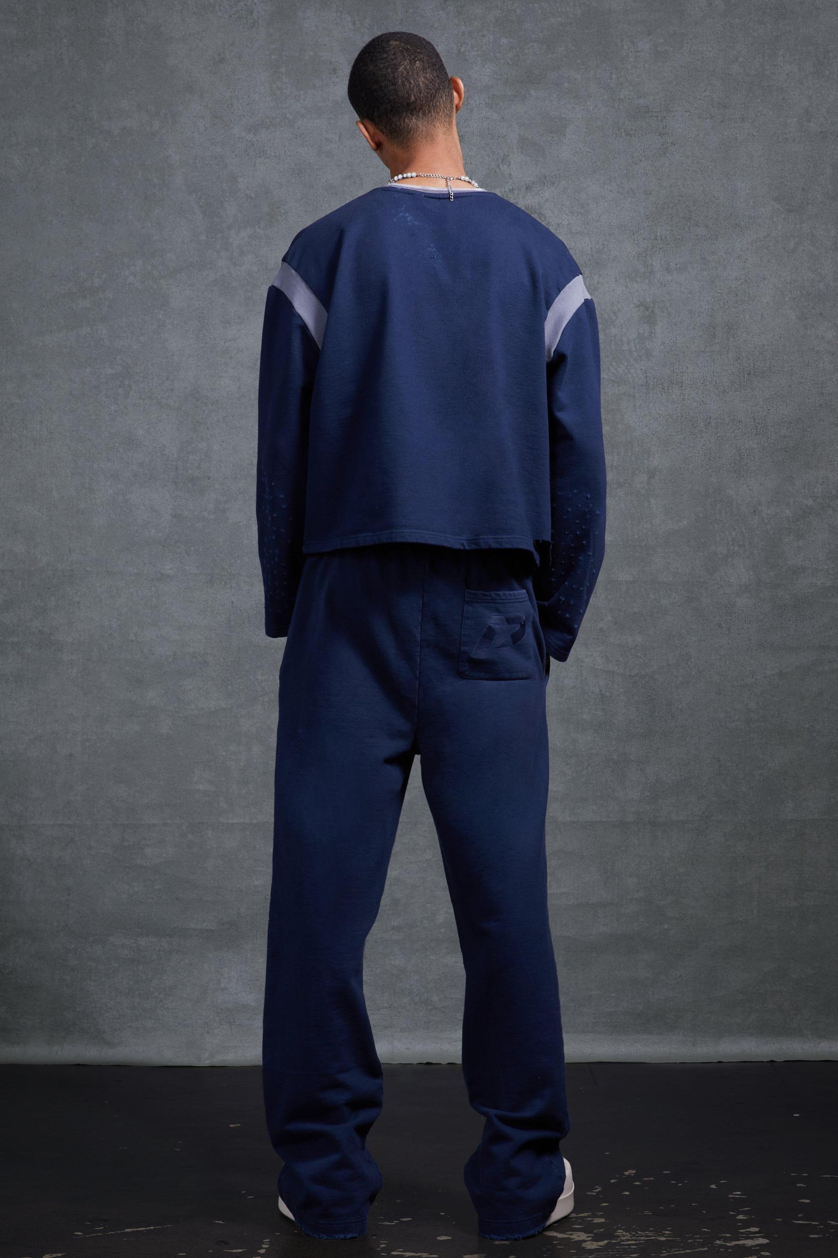 P-Star Slim Fit Flare Sweatpants with Distressing | boohooMAN USA Product Image