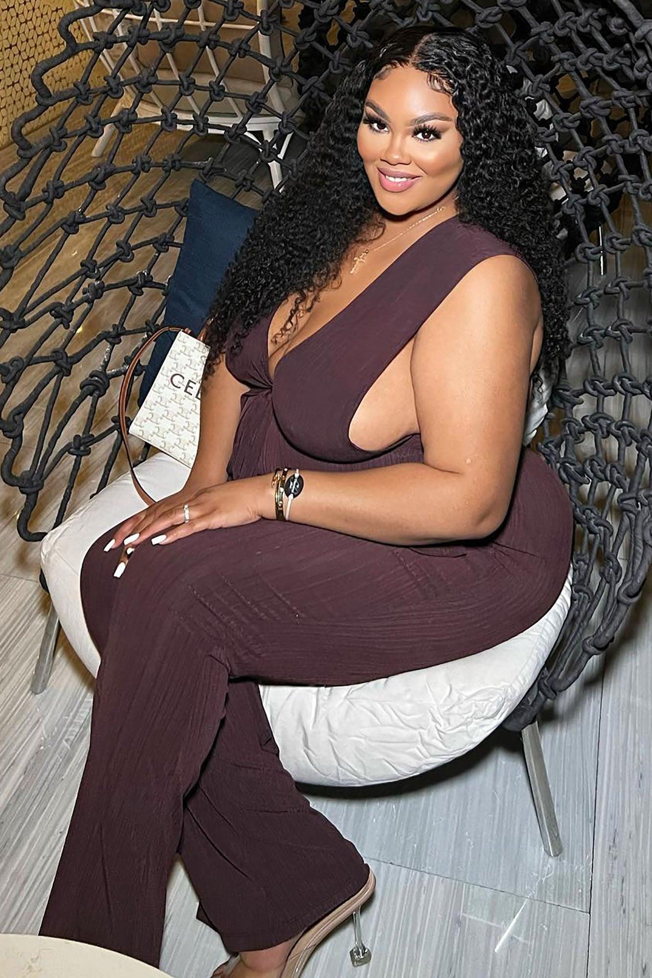 Marceline Ribbed Pant Set 33.5 - Chocolate Product Image