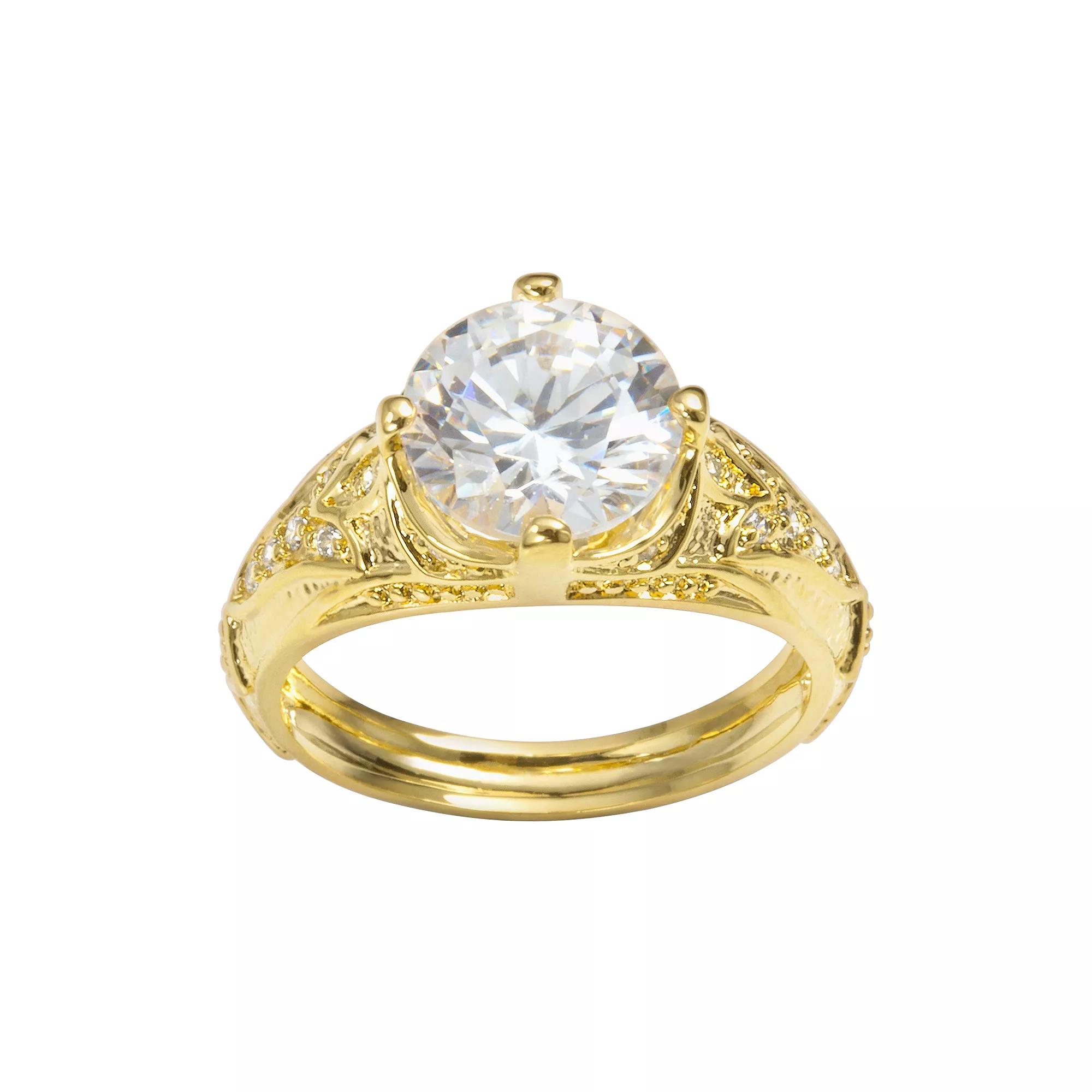 Sophie Miller 14k Gold Over Silver Cubic Zirconia Filigree Ring, Women's, Size: 6, White Product Image