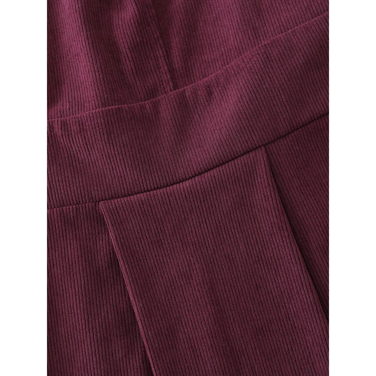 Plus Size Corduroy Stretchy Waist V-Neck Midi Dress Yellowishbrown Women Timeless Pleated Deep V-neck Sleeveless Curvy BloomChic 14-16/1X Product Image